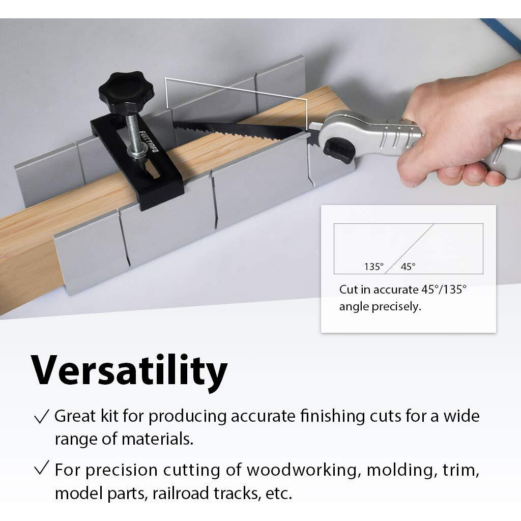 Firstinfo H5441 Metal Aluminum Miter Box 9.8 Inch Mitre Box For Manual Saw For Hand Saw 3 Cutting Angles With Fixable Screw