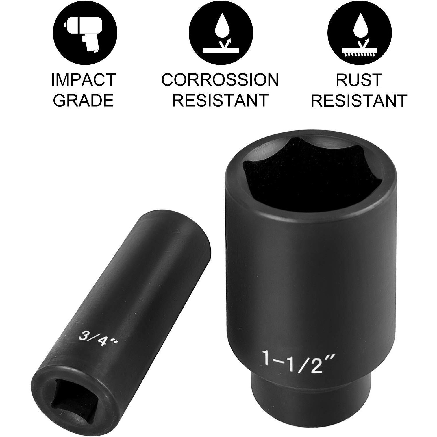 Vevor Impact Socket Set, 1/2"" 19 Piece Impact Sockets, Deep Socket, 6-Point Sockets, 1/2 Inches Drive Socket Set Impact 3/8 Inch - 1-1/2 Inch, Cr-V Rugged Construction, With A Storage Cage