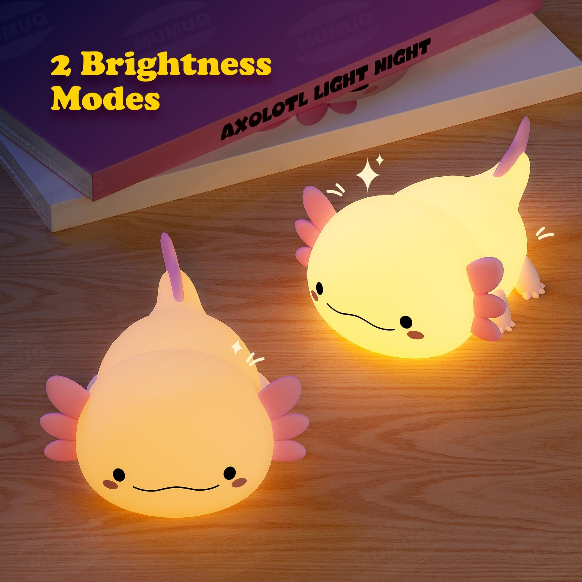 Mumuq Axolotl Night Light, Led Cute Silicone Nursery Axolotl Nightlight For Kids, Rechargeable Axolotl Night Lamp Touch Lamp Bedside Lamp With 20 Minutes Timer For Breastfeeding, Funny Decor