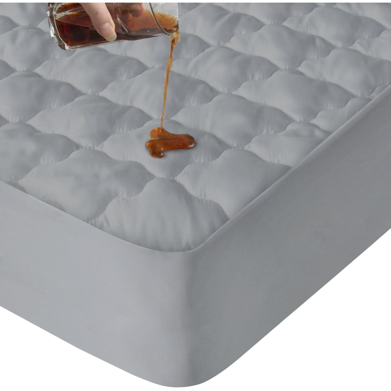 Queen Mattres Protector Pad Waterproof Quilted, Breathable & Cooling Queen Size Mattress Protector Cover Fitted With Deep Pocket Up To 14"", (Gray)