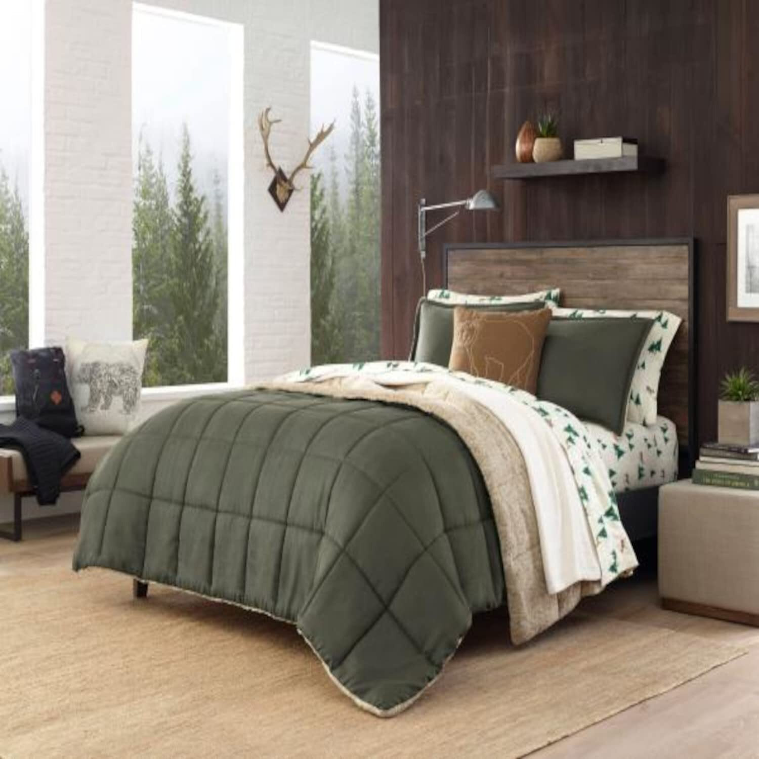 Eddie Bauer - King Sheet Set, Warm Breathable Cotton Flannel Bedding With Deep Pockets, Brushed For Extra Softness, Cozy Home Decor, Oeko-Tex Certified (Deer Hollow, King)