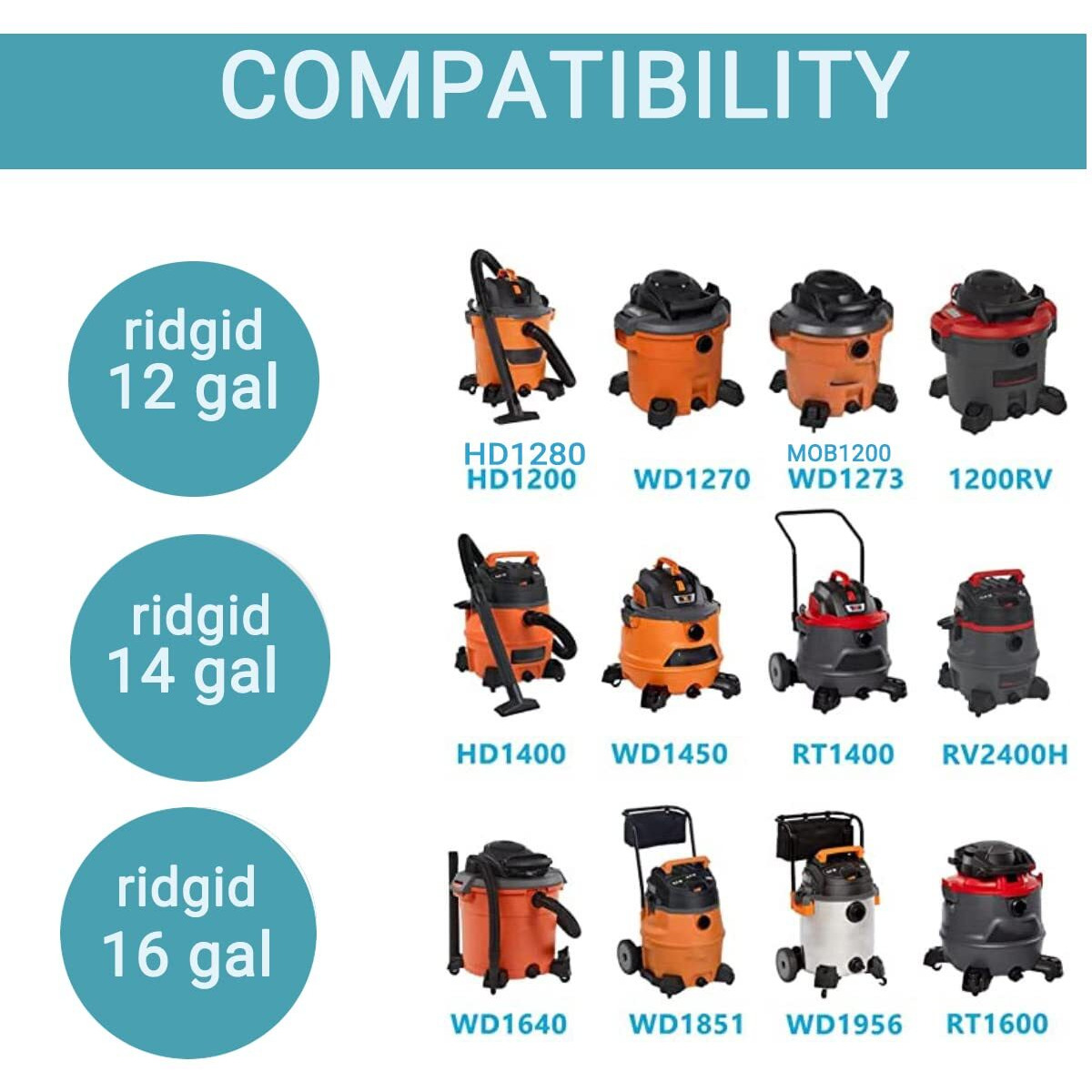 Pack 6 Vf3502 Shop Vac Bags Compatible With Ridgid 12 To 16 Gallon Wet Dry Vac High Efficiency Vacuum Bag 23743 Replacement Dust Collector Ps12