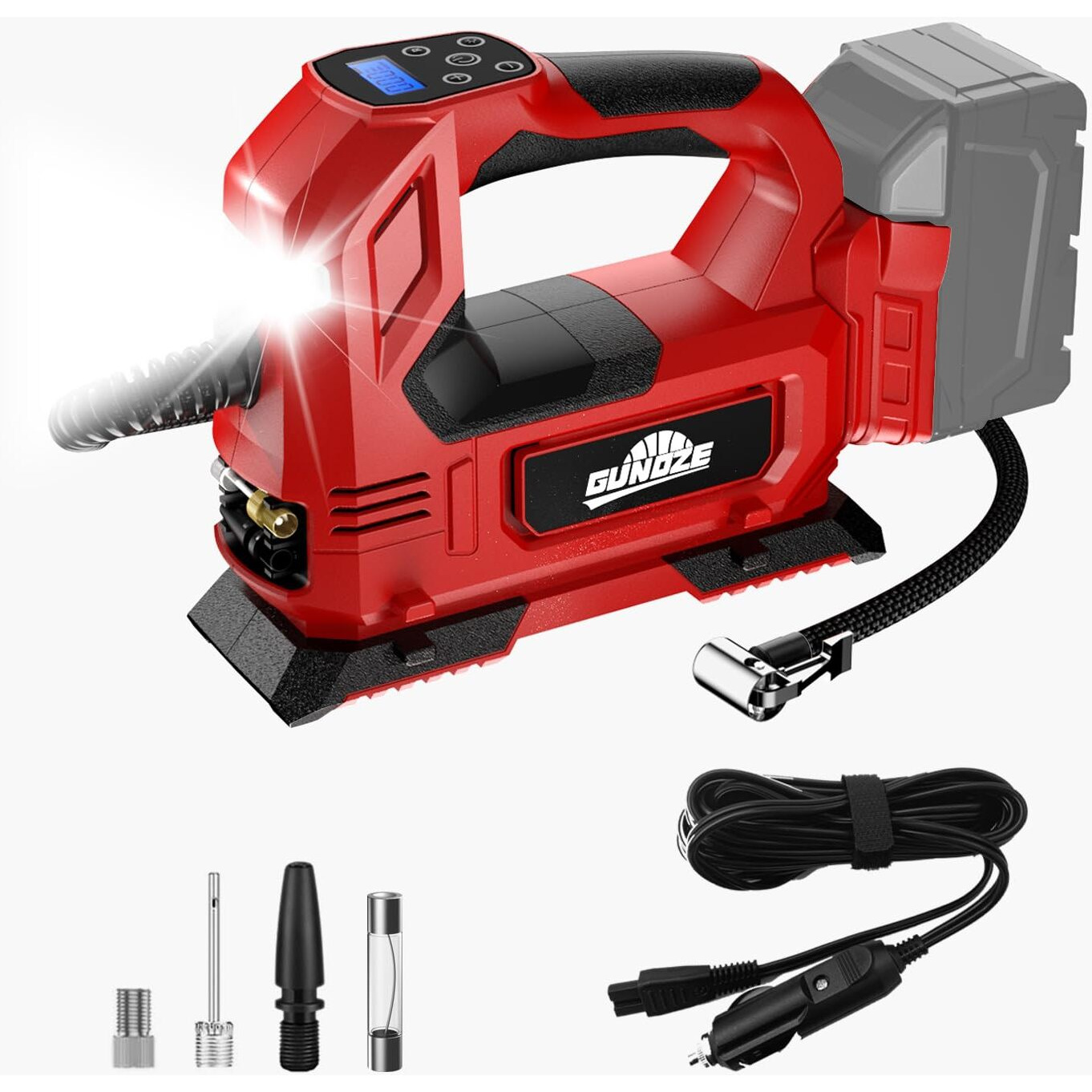 Cordless Tire Inflator Air Compressor For Milwaukee M18 Battery, 150Psi Portable Led Light Handheld Air Pump With Digital Pressure Gauge For Cars Motorcycles Bikes Sport Balls(Battery Not Included)