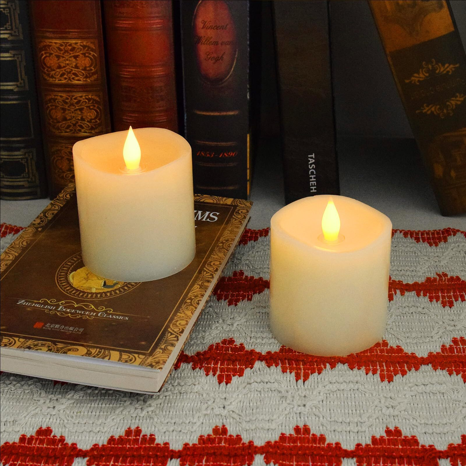 Genwelled Life Plus 3X3 Flameless Candles With Remote Set Of 2, 3 Inch Battery Candles Flickering With Timer, Led Pillar Candle For Valentines Day Decorations Indoor/Outdoor, Lvory White