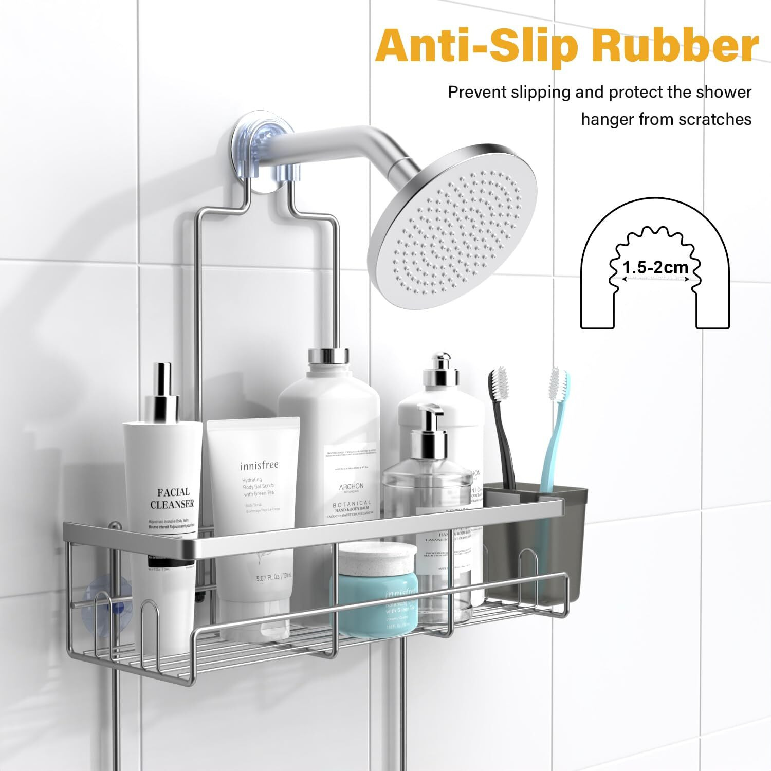 Aktecke Shower Caddy Hanging Bathroom Organizer Rustproof Shower Shelf For Inside Shower - No Drilling Shower Racks Over Showerhead - Bath Shower Shelves Rack For Shampoo Soap Silver