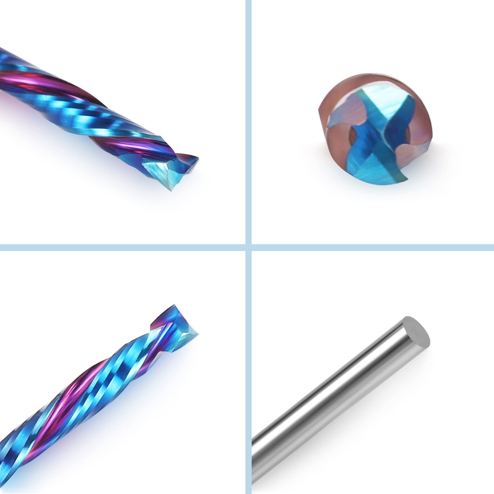 Hqmaster Up & Down Cut Bit 1/8"" Shank Compression Bit Spiral Cnc Router Bits End Mill Tungsten Carbide Milling Cutter Set 5 Pack