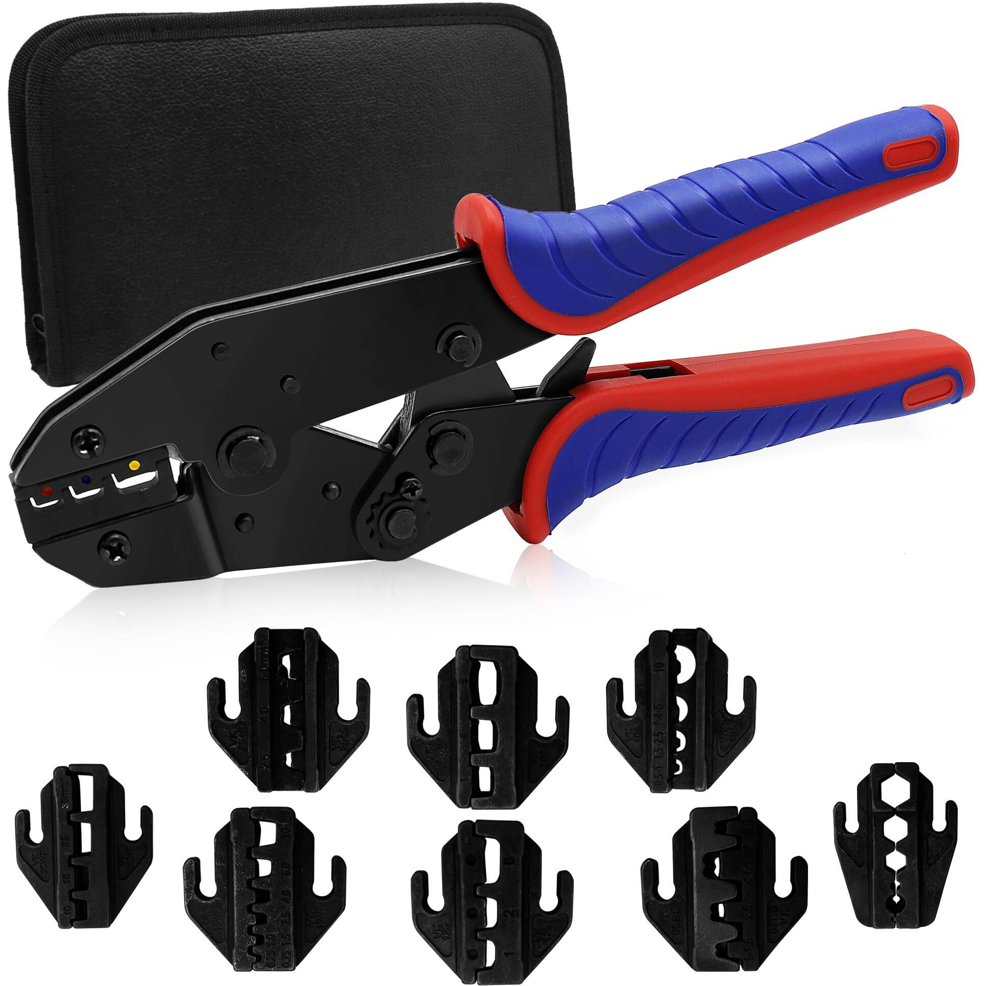 Judelvei Wire Crimping Tool Kit, Crimping Tool Set 8 Pcs, Wire Crimper Kit For Heat Shrink Connectors, Nylon, Non-Insulated Connectors