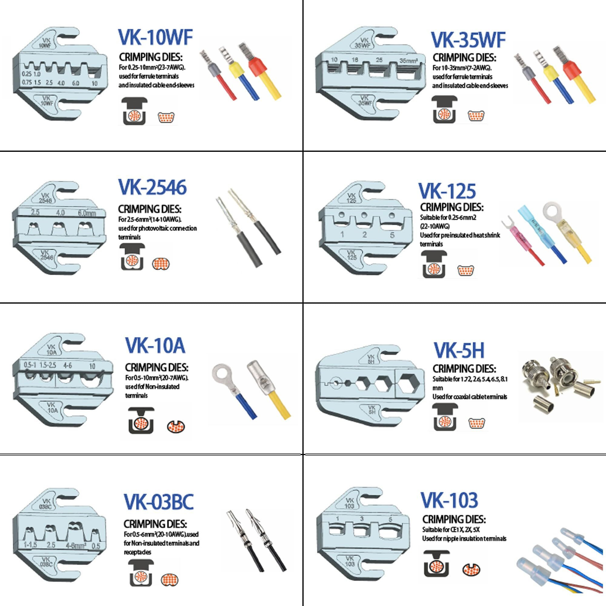 Judelvei Wire Crimping Tool Kit, Crimping Tool Set 8 Pcs, Wire Crimper Kit For Heat Shrink Connectors, Nylon, Non-Insulated Connectors