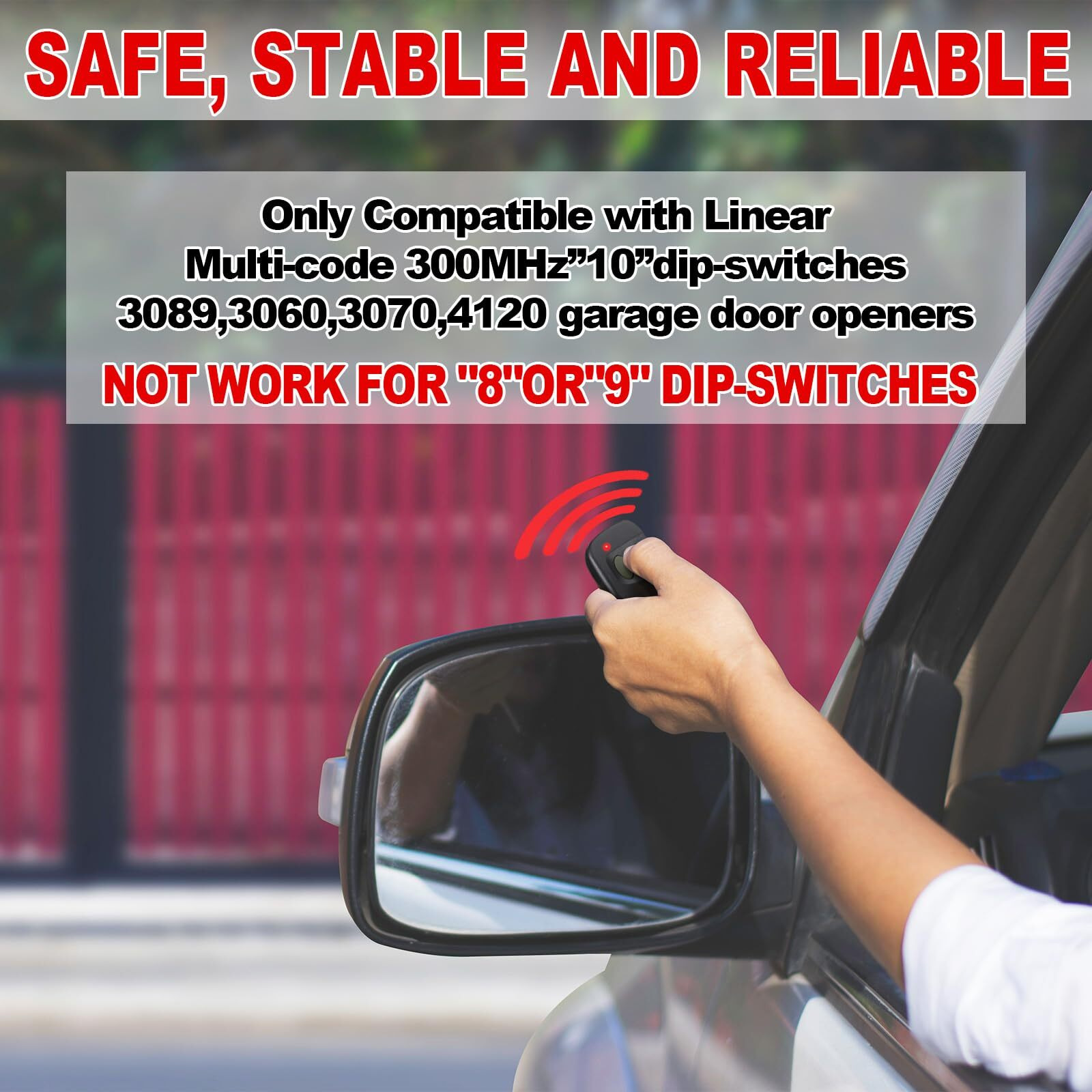 Kingdder 2 Pcs 10 Dip Switch Garage Door Remote Two Button Garage Remote Compatible With Multicode 300Mhz 3089 3060 3070 3083 Door Opener With Keychain, Control 2 Different Doors Simultaneously