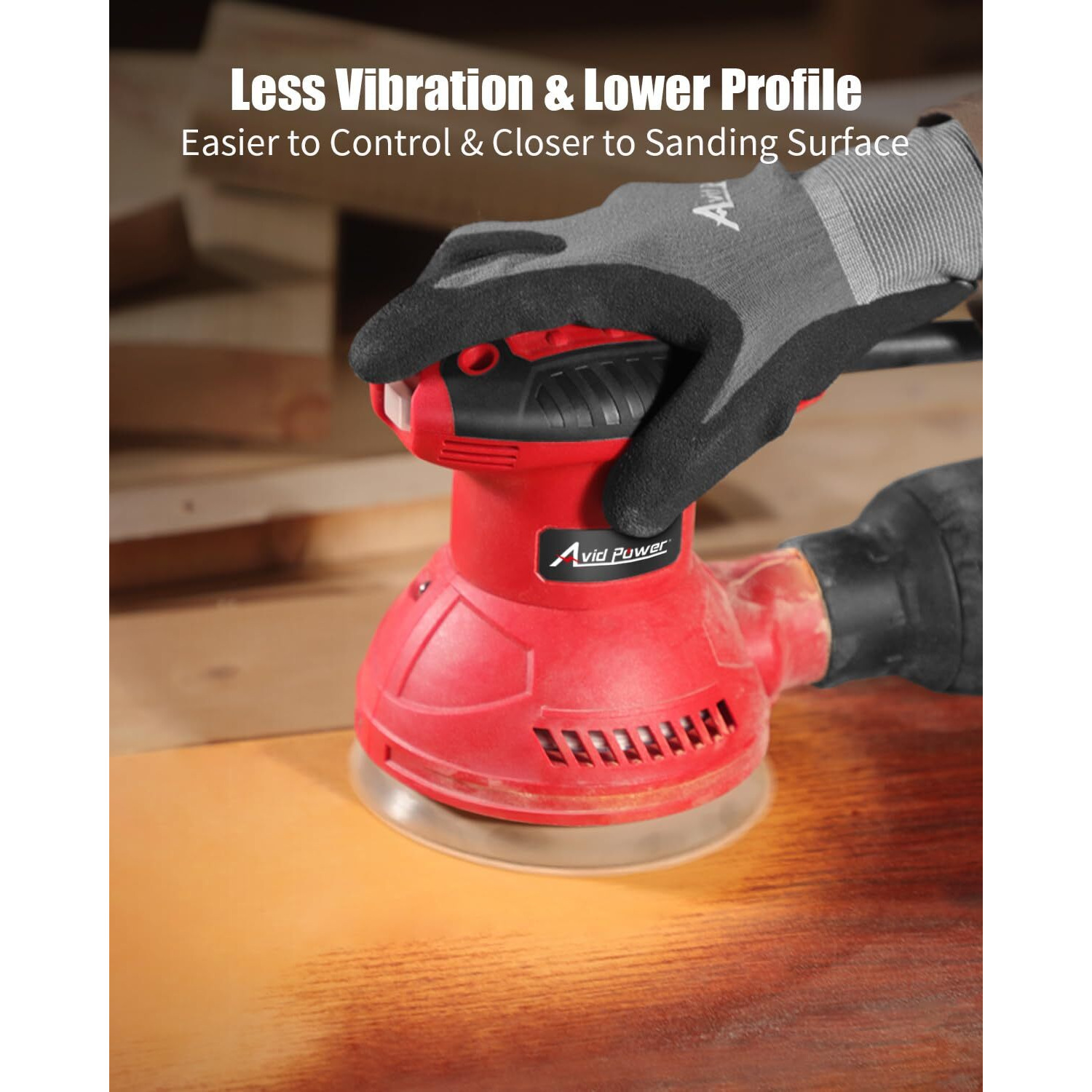 Avid Power Orbital Sander 3.0 Amp 5 Inch Electric Sander Tool 6 Variable Speeds Random Orbit Sander For Woodworking, 7000-14000 Rpm, 12 Pcs Sandpapers
