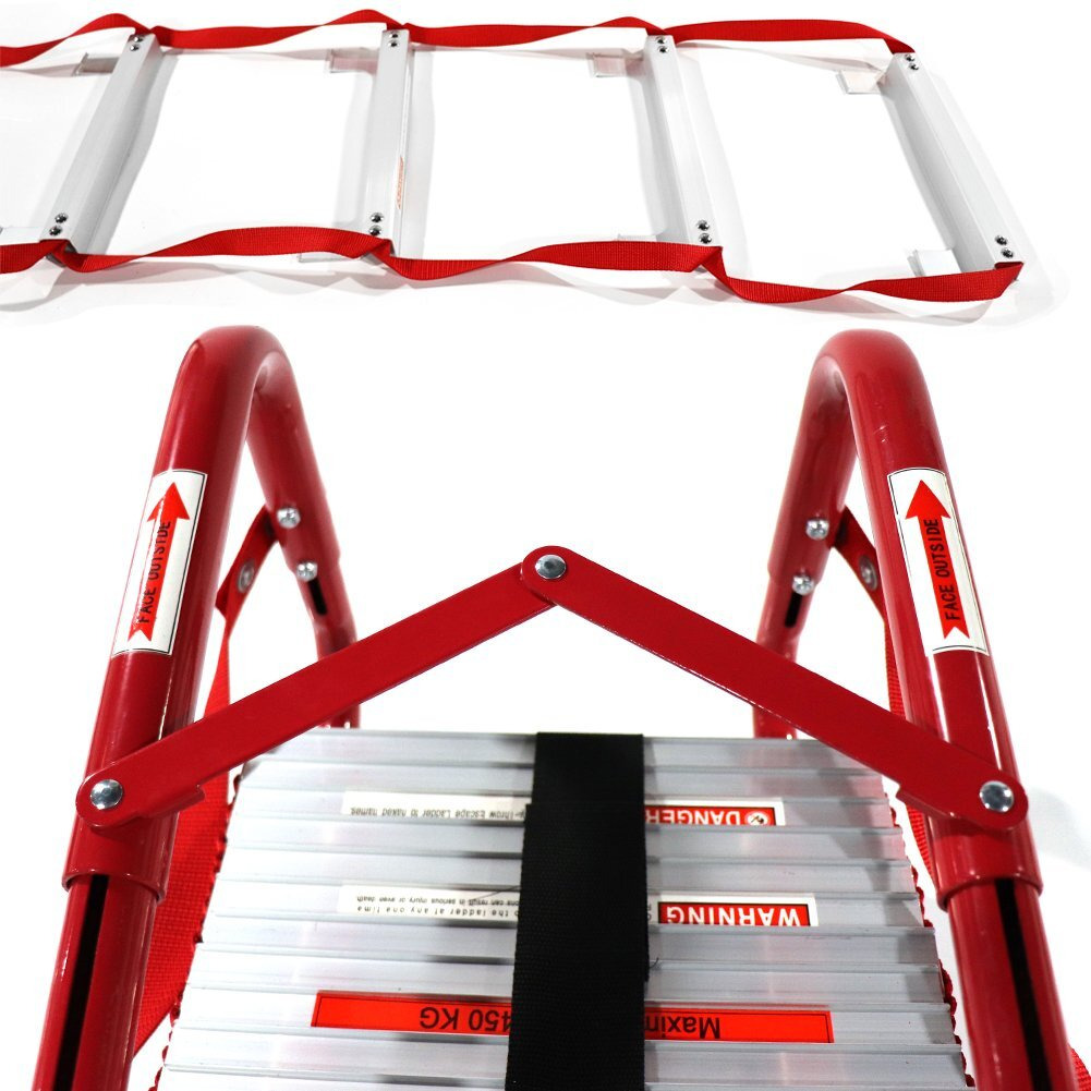 Fire Escape Ladder, 2 Story Emergency Portable Safety Ladder For Adults & Kids With Anti-Slip Rungs And Wide Steps V Center Suitable For Windows And Balcony|15-Foot