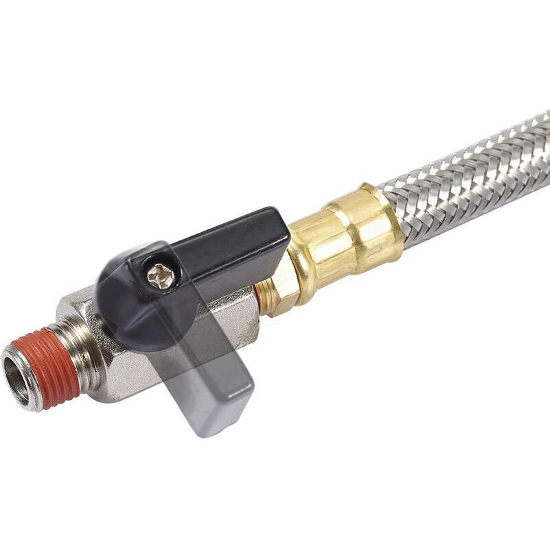 Kbrotech Extended Tank Drain Valve Assembly Kit Flexible Braided Steel Tube 10 Inch 1/4 Inch Npt Pipe Fitting For Air Compressor