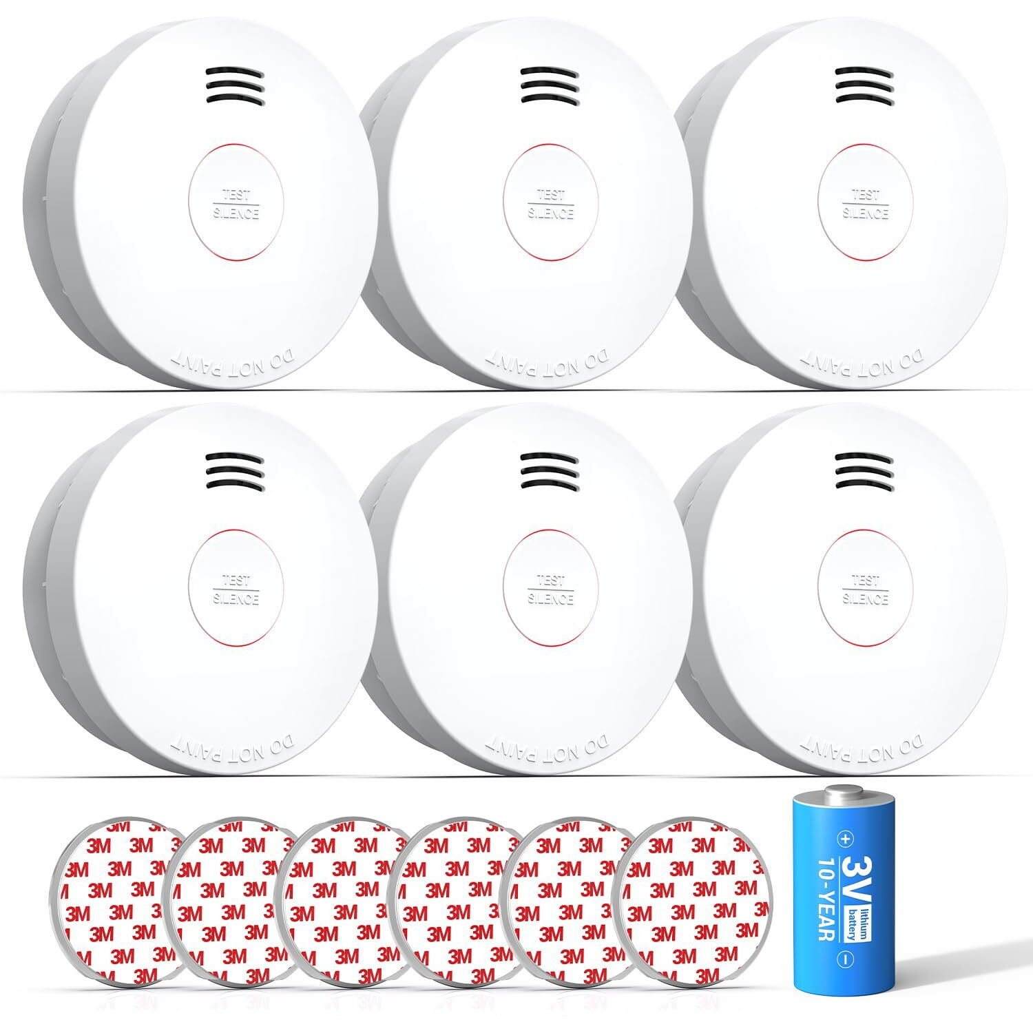 Siterwell Smoke Detector, Smoke Detector 10 Year Battery With Photoelectric Sensor, Fire Alarm With Low Battery And Fault Warning For House And Bedroom, Ul217-9Th Listed, Gs525A, 6 Packs