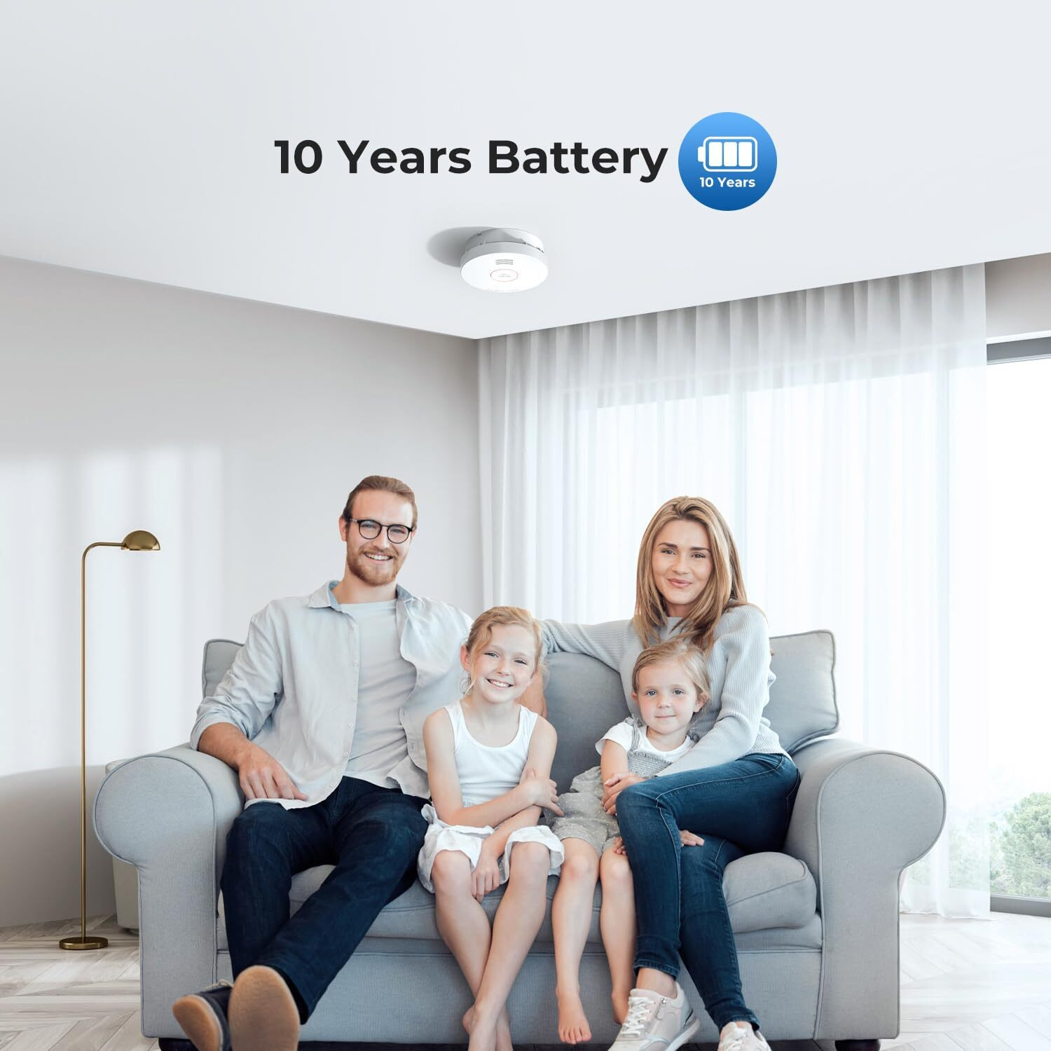 Siterwell Smoke Detector, Smoke Detector 10 Year Battery With Photoelectric Sensor, Fire Alarm With Low Battery And Fault Warning For House And Bedroom, Ul217-9Th Listed, Gs525A, 6 Packs