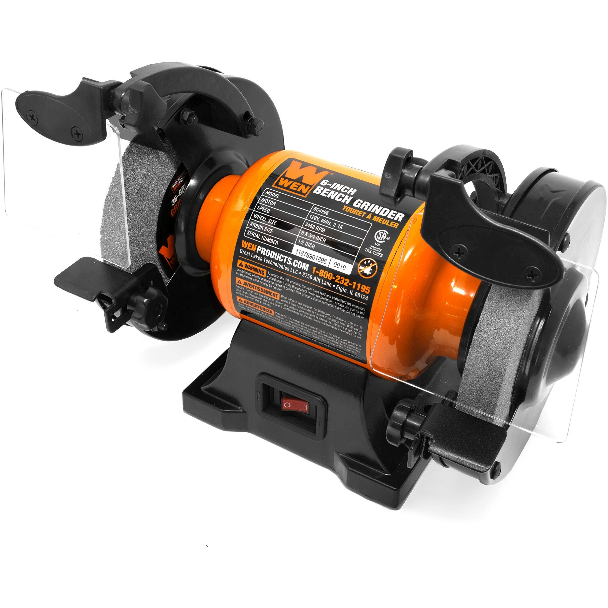 Wen Bg4260 2.1-Amp 6-Inch Single Speed Bench Grinder, Orange,Black