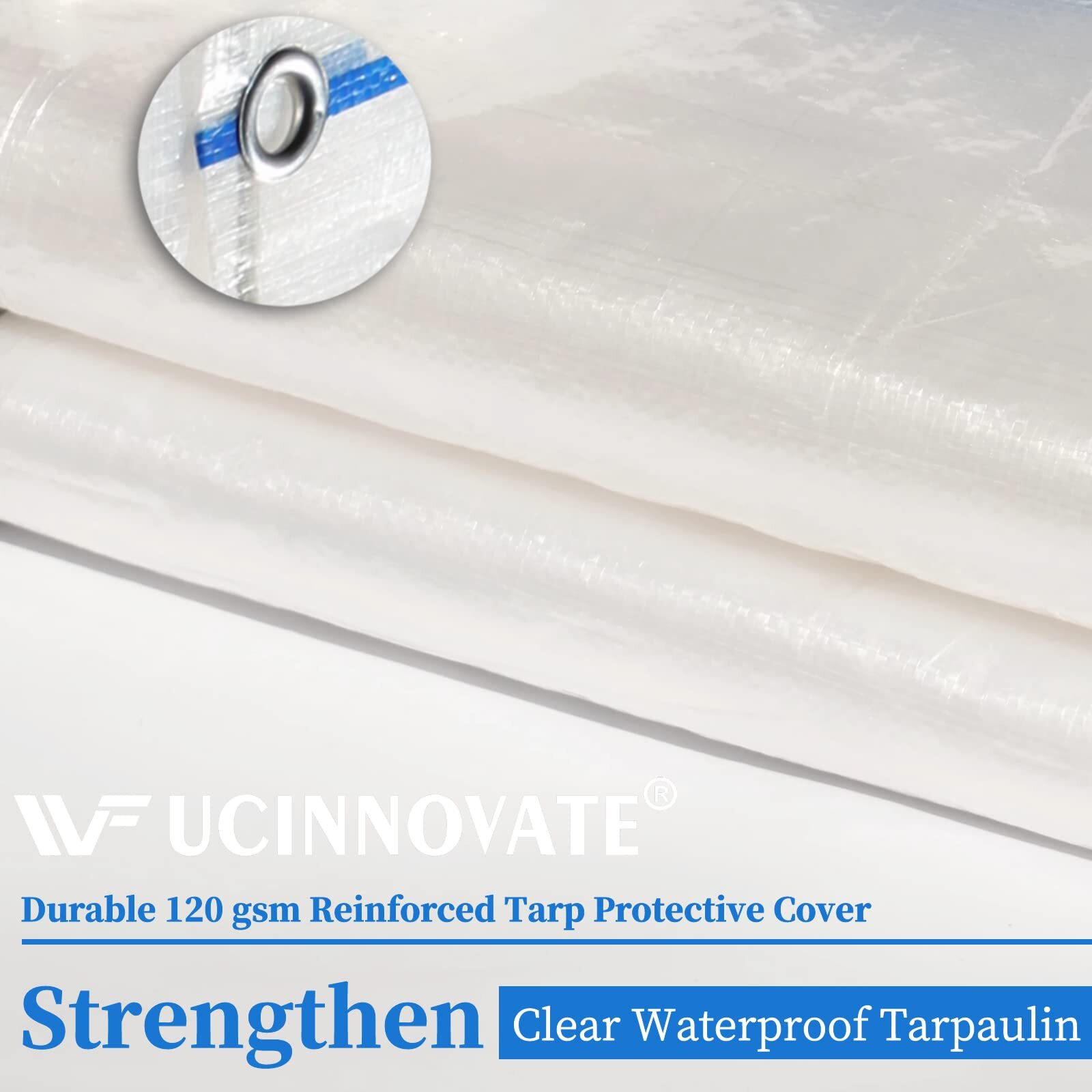 Ucinnovate 6X10 Ft Clear Tarps Heavy Duty Waterproof, 2-Pack 12X12 Weave Study Clear Poly Tarp With Grommets, 12 Mil Tear Resistant Protective Tarps Cover For Outdoor Garden, Greenhouse, Chicken Run