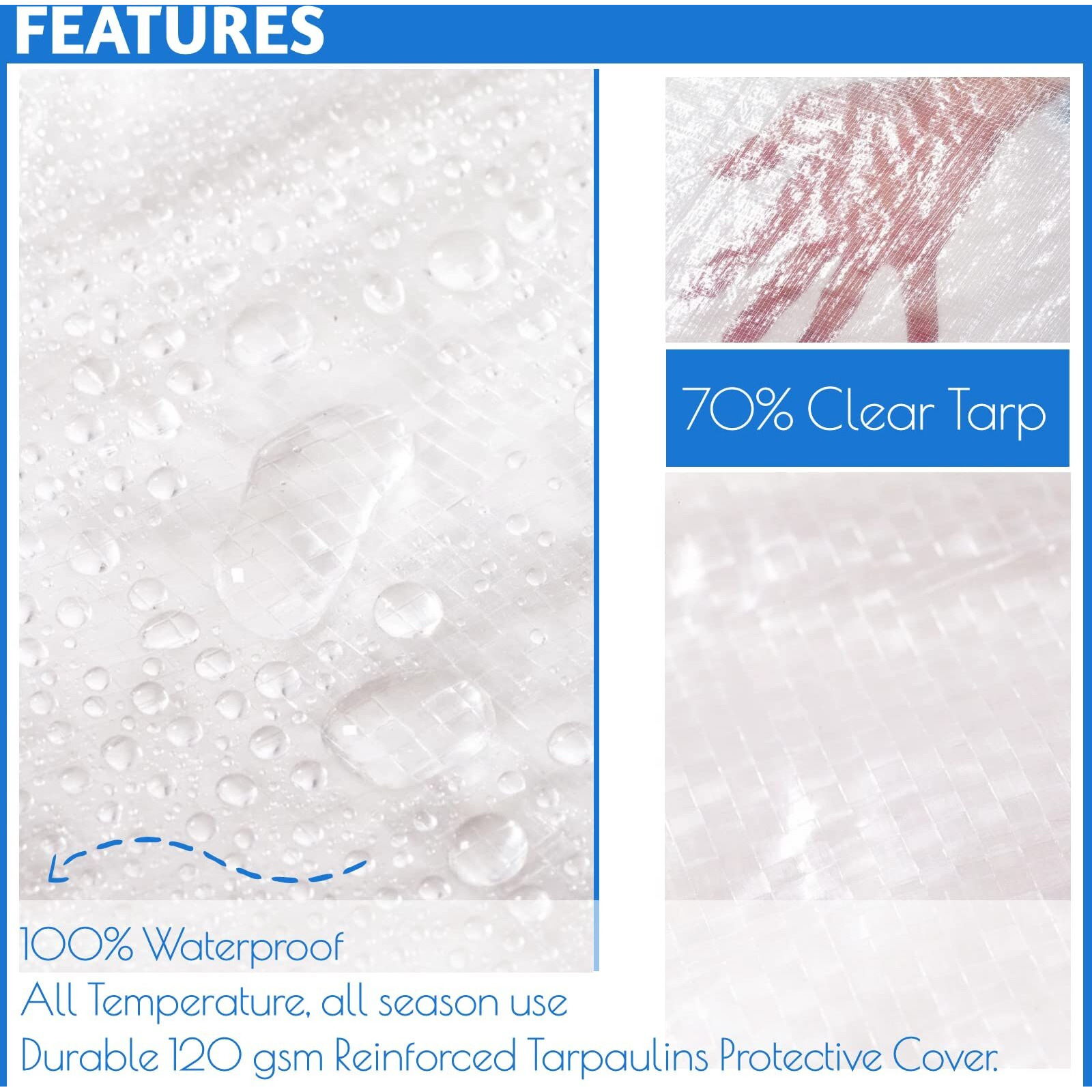 Ucinnovate 6X10 Ft Clear Tarps Heavy Duty Waterproof, 2-Pack 12X12 Weave Study Clear Poly Tarp With Grommets, 12 Mil Tear Resistant Protective Tarps Cover For Outdoor Garden, Greenhouse, Chicken Run