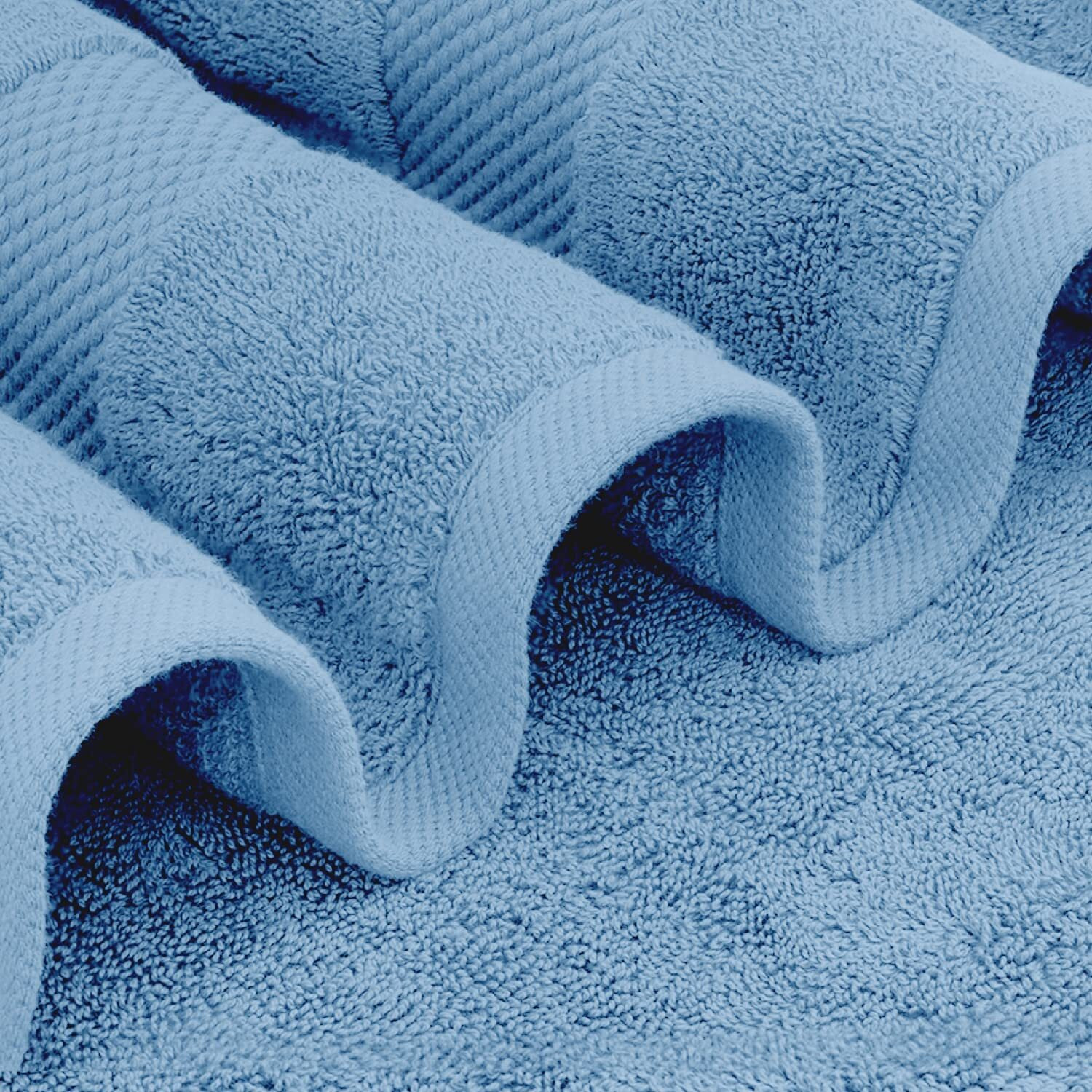 White Classic Luxury Light Blue Bath Towel Set - Combed Cotton Hotel Quality Absorbent 8 Piece Towels | 2 Bath Towels | 2 Hand Towels | 4 Washcloths [Worth 72.95] 8 Pack | Light Blue