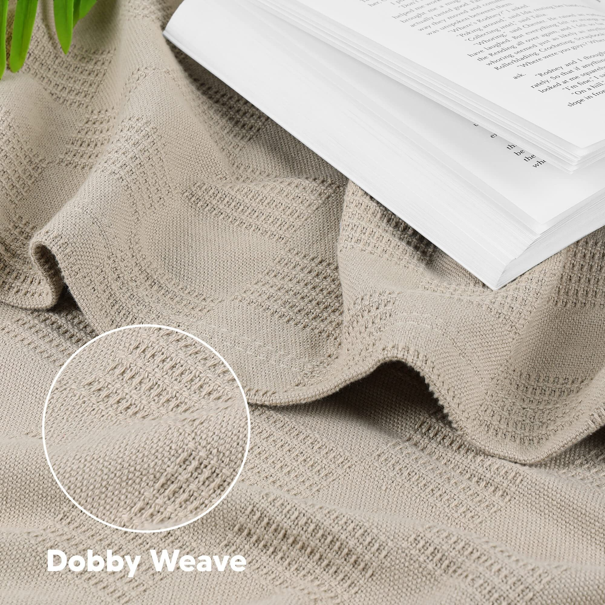 Utopia Bedding 100% Cotton Blanket (Full Size - 90X84 Inches) 350Gsm Lightweight Thermal Blanket, Soft Breathable Blanket For All Seasons (Khaki)