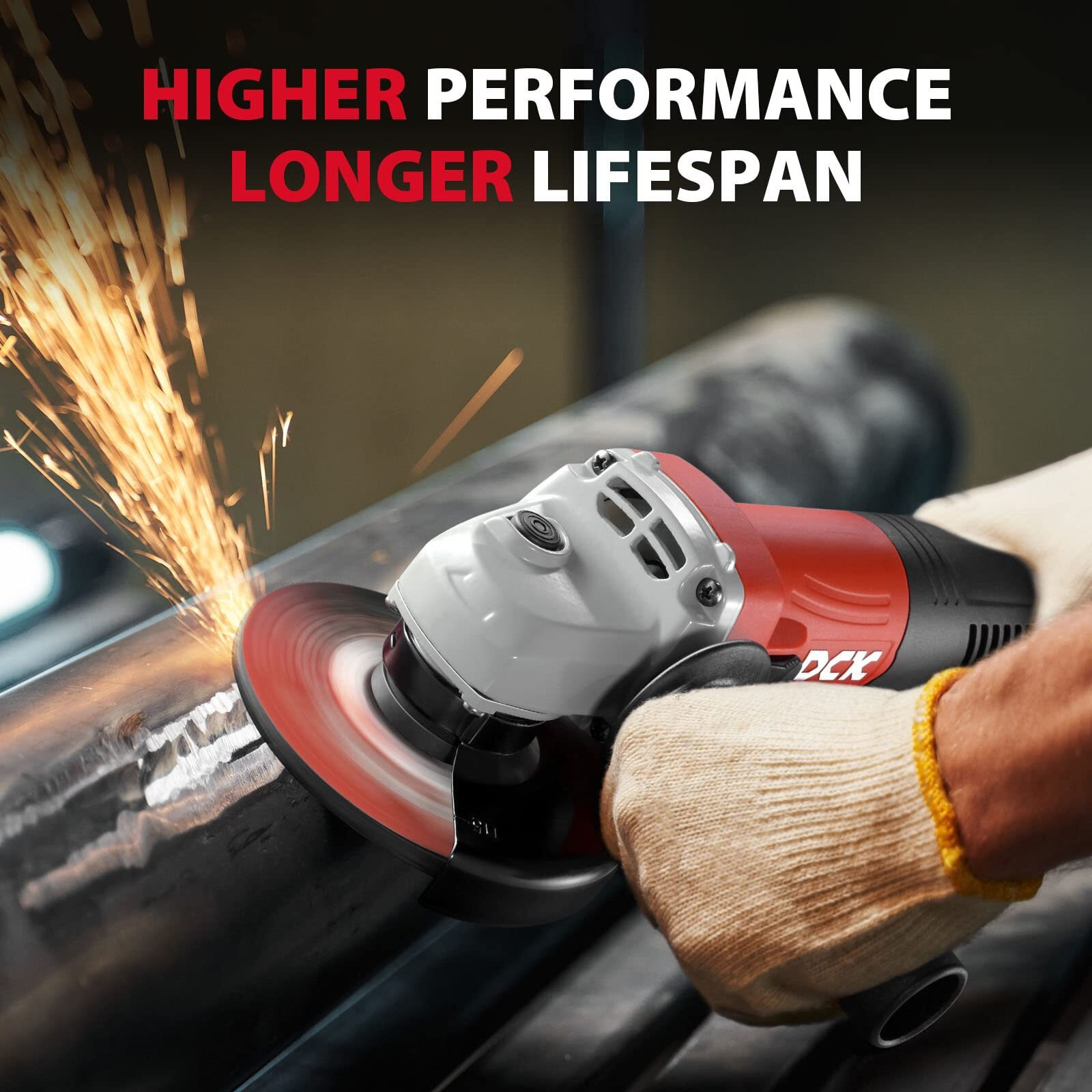 Dck Angle Grinder, 4-1/2-Inch, 6.7Amp Corded Angle Grinder, 11,800 Rpm With 2 Safety Guards, 6-Piece Discs (2 Cutting/2 Grinding/2 Flap Discs), Professional Angle Grinder For Metal, Wood (Ksm09-115S)