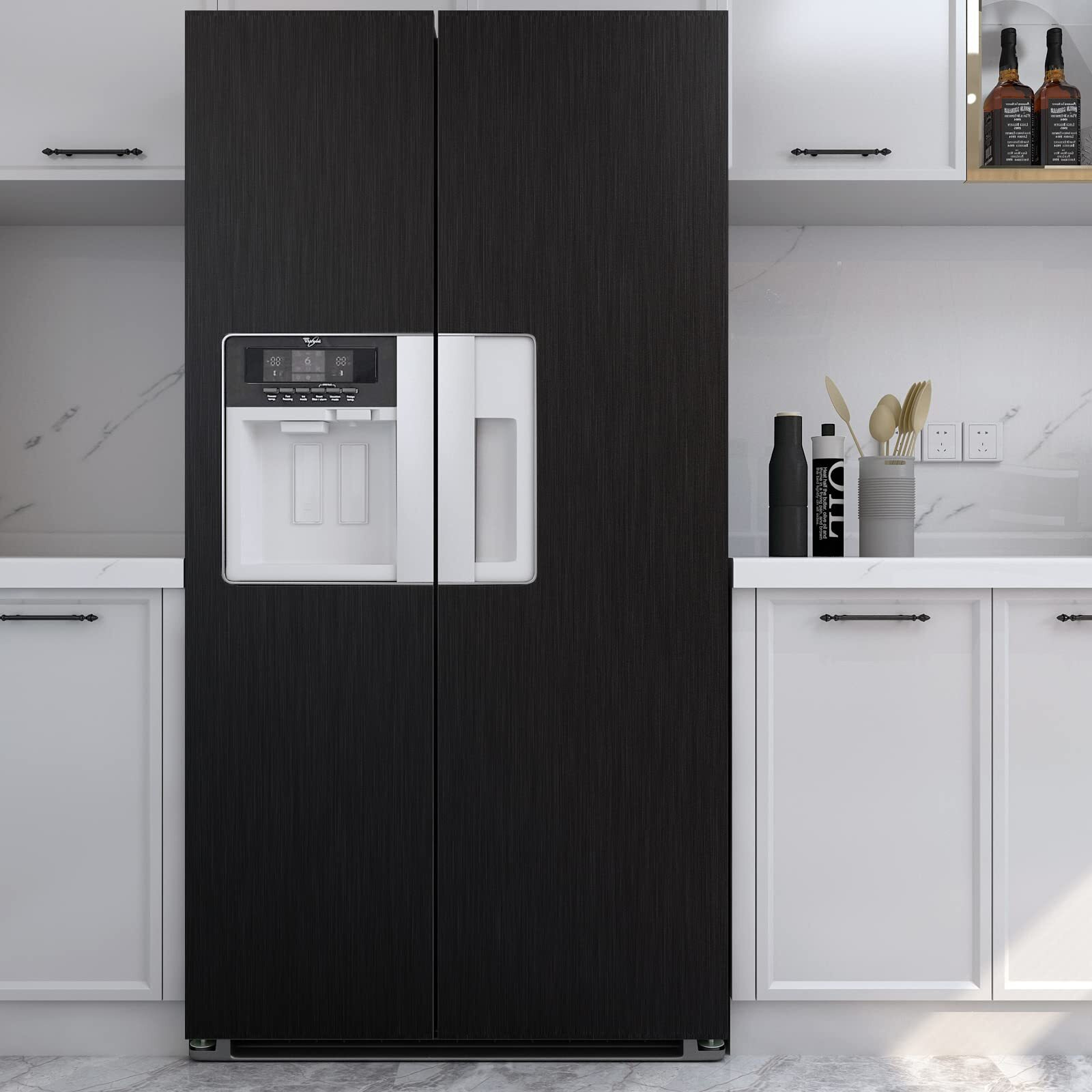 Lacheery Black Brushed Stainless Steel Contact Paper 160 X 36 Inch Wide Removable Metallic Wallpaper Peel And Stick Metal Contact Paper For Fridge Kitchen Appliances Countertops Heavy Duty Thick Vinyl