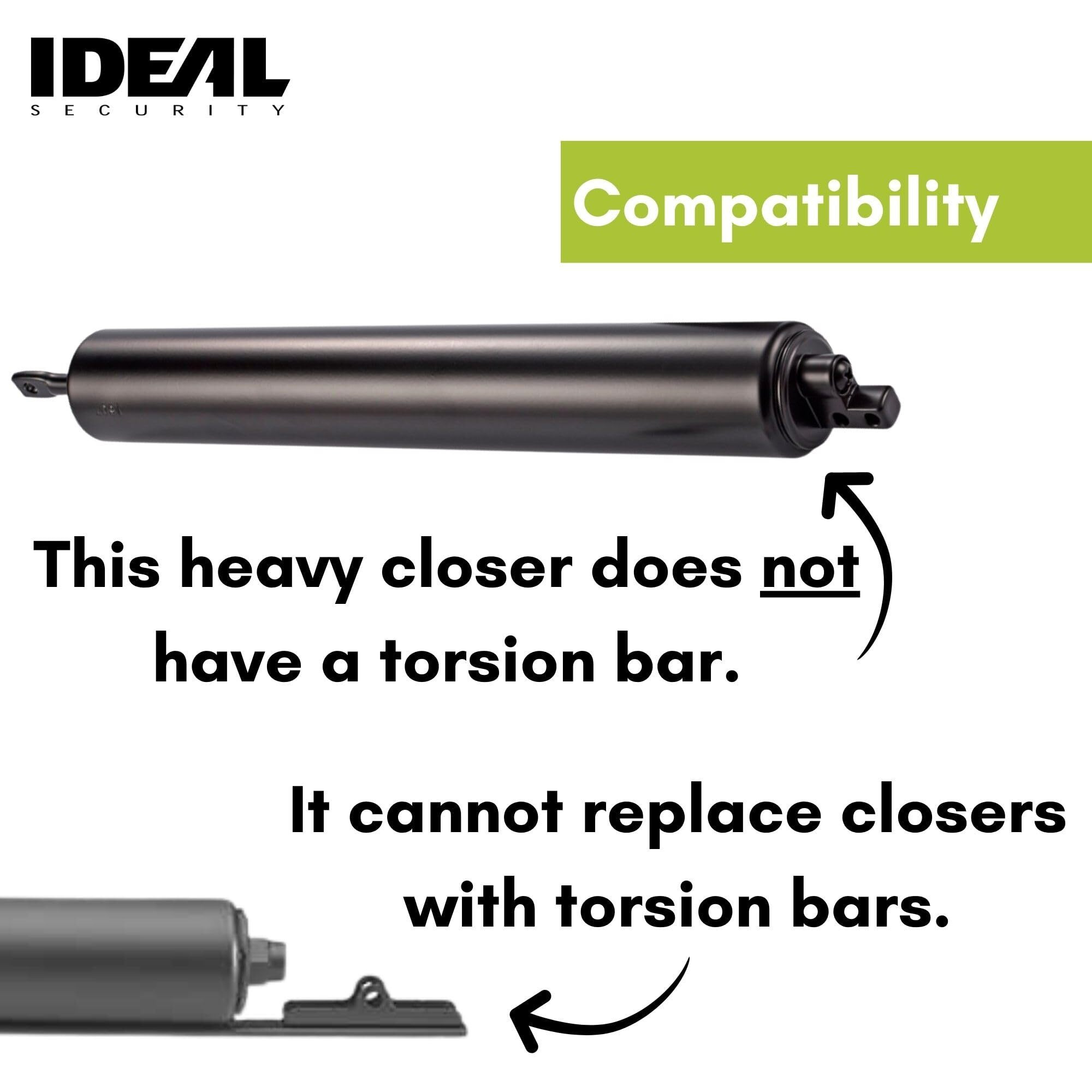 Ideal Security Bk1730 Heavy Pneumatic Storm Door Closer And Screen Door Closer, 10.5   , Black