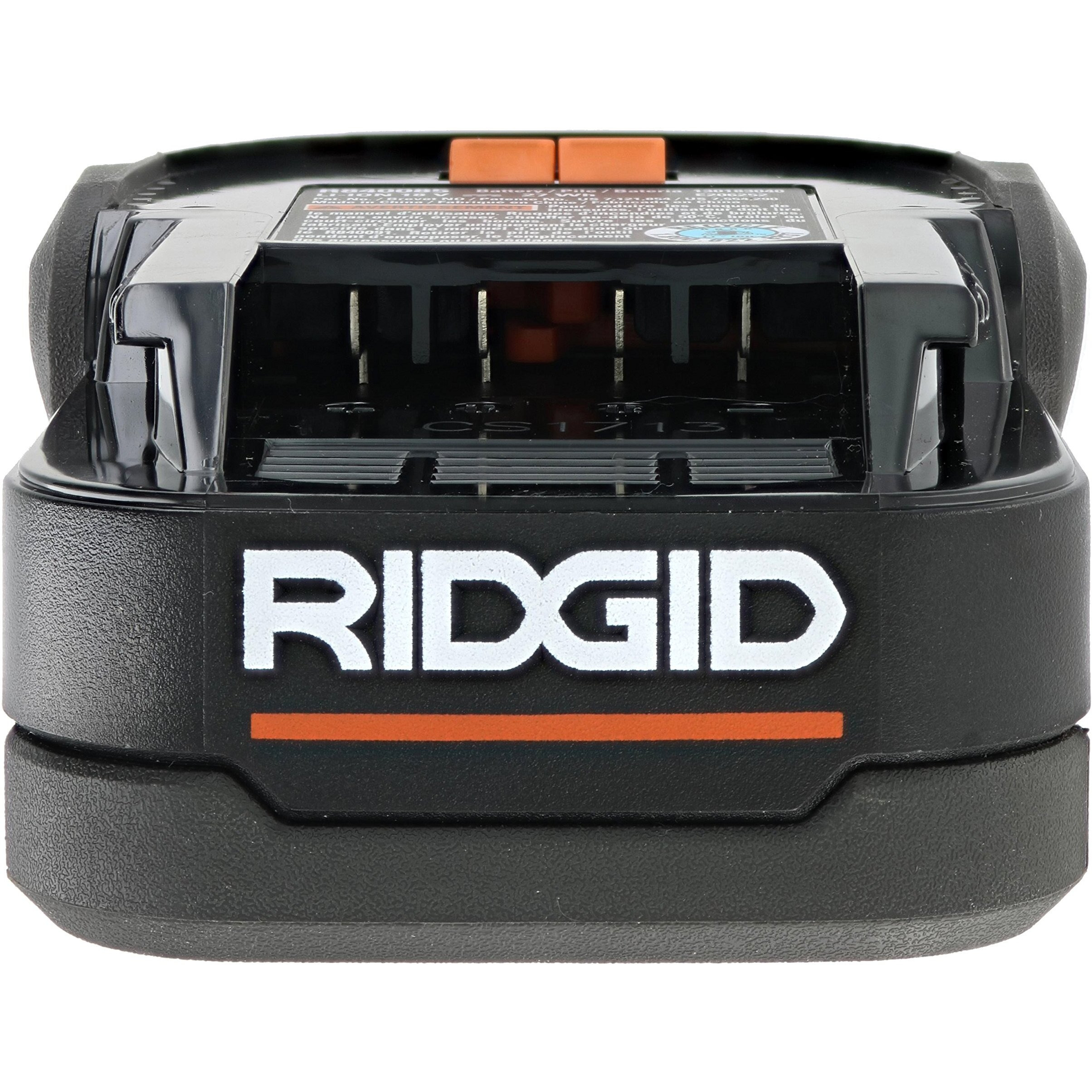 Ridgid Genuine Oem Ac840085 1.5 Amp Hour 18V Compact Lithium Ion Power Tool Battery With Onboard Fuel Gauge And Flat Standing Base