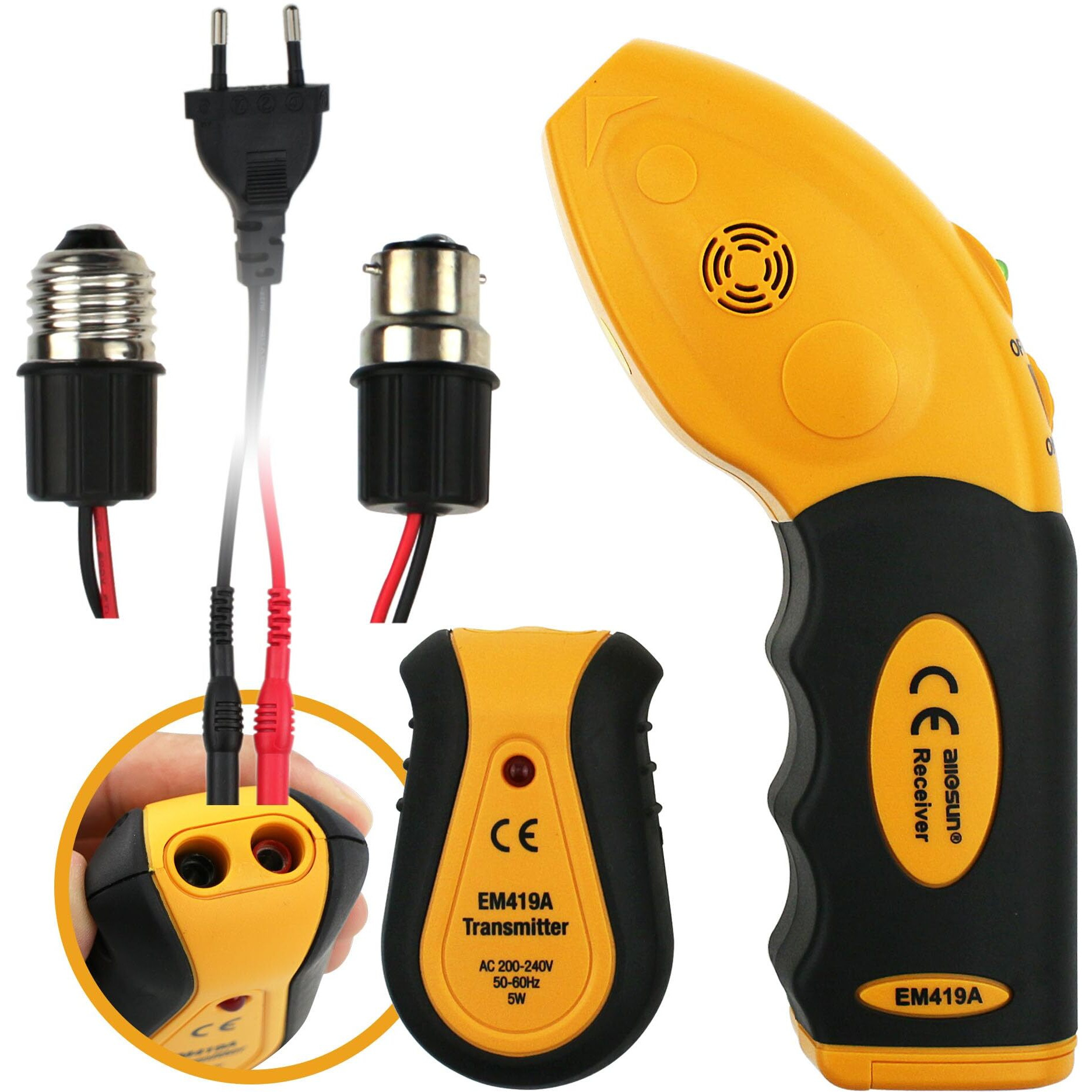 Allsun Ac 100-120V Circuit Breaker Finder,Miniature Circuit Tracer Detector, Electric Non-Contact Voltage Sensor Led Auto-Sensing Receiver Transmitter,Locate Ac Circuits/Fuses Socket Plugs