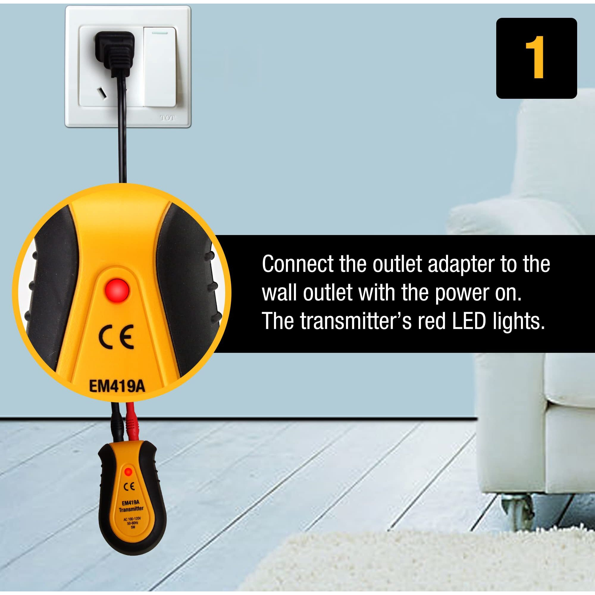 Allsun Ac 100-120V Circuit Breaker Finder,Miniature Circuit Tracer Detector, Electric Non-Contact Voltage Sensor Led Auto-Sensing Receiver Transmitter,Locate Ac Circuits/Fuses Socket Plugs