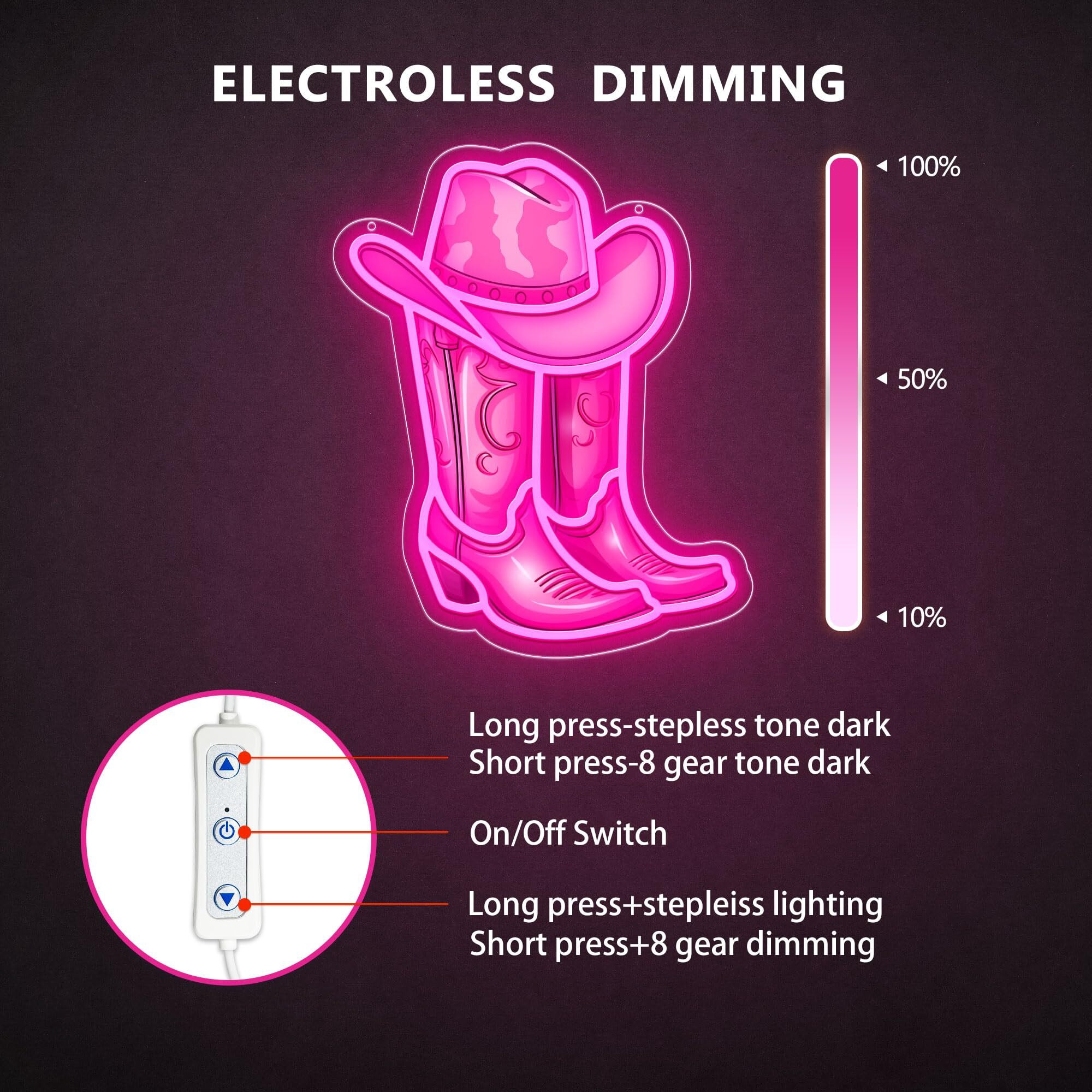 Zlooree Cowboy Boot With Hat Neon Signs For Wall Decor, Led Pink Cowgirl Boot Neon Sign, Pink Aesthetic Western Wall Art, Cowboy Led Sign For Game Room Bedroom Party Bar Decor Birthday Christmas Gifts
