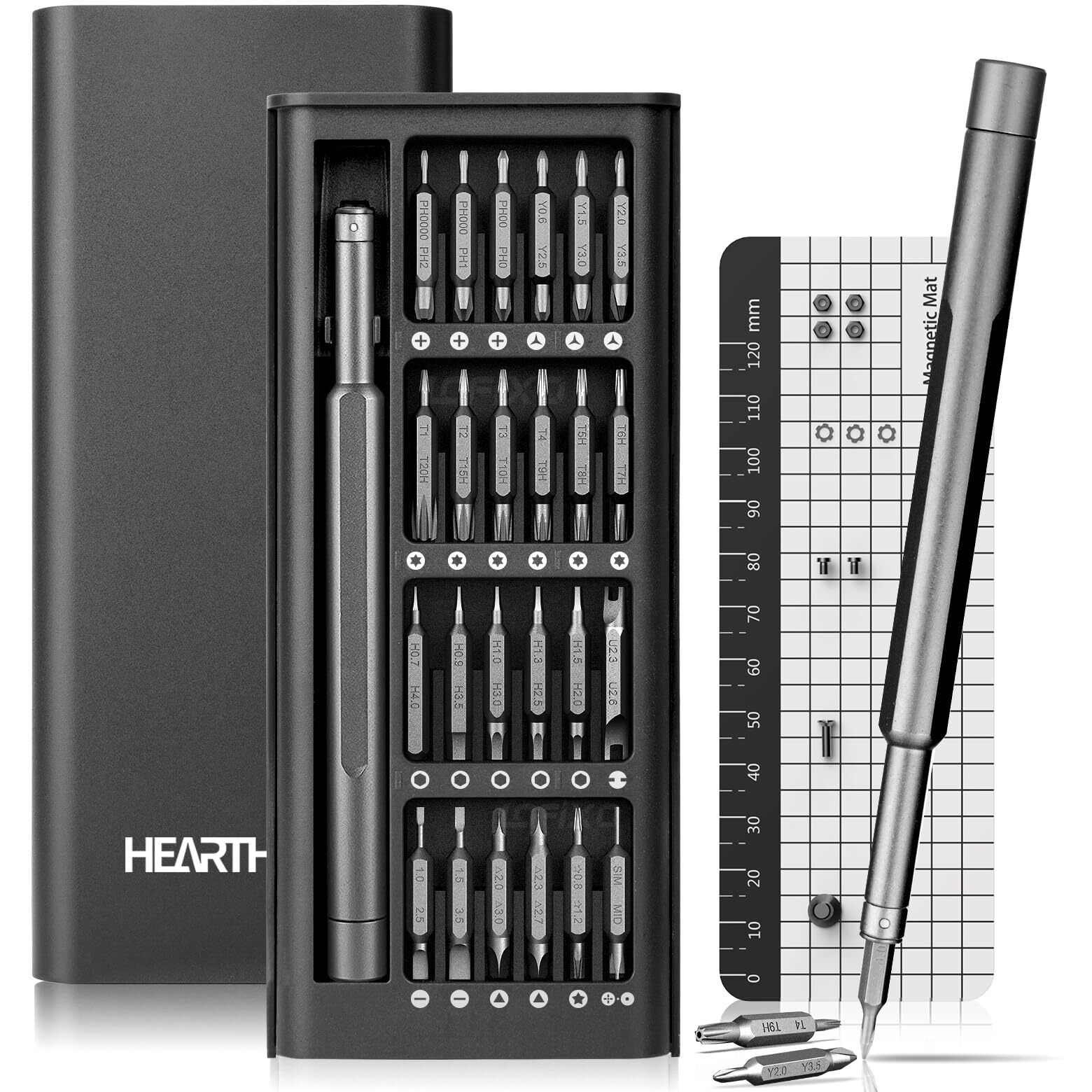 Hearthfun Screwdriver Phillips,Torx,Triangle,Triwing,Flat Head,Star,Eyeglasses Repair Kit Screw Driver Set Magnetic All In One Tools Set For Iphone,Switch,Gameboy Controller,Ring Doorbell,Mac,Ps4,Xbox
