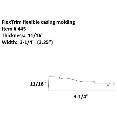 Flextrim 445 Flexible Casing Molding 11/16"" Thick X 3.25"" Wide - Pre Curved To Fit Half Round Windows 67"" To 84"" Diameter