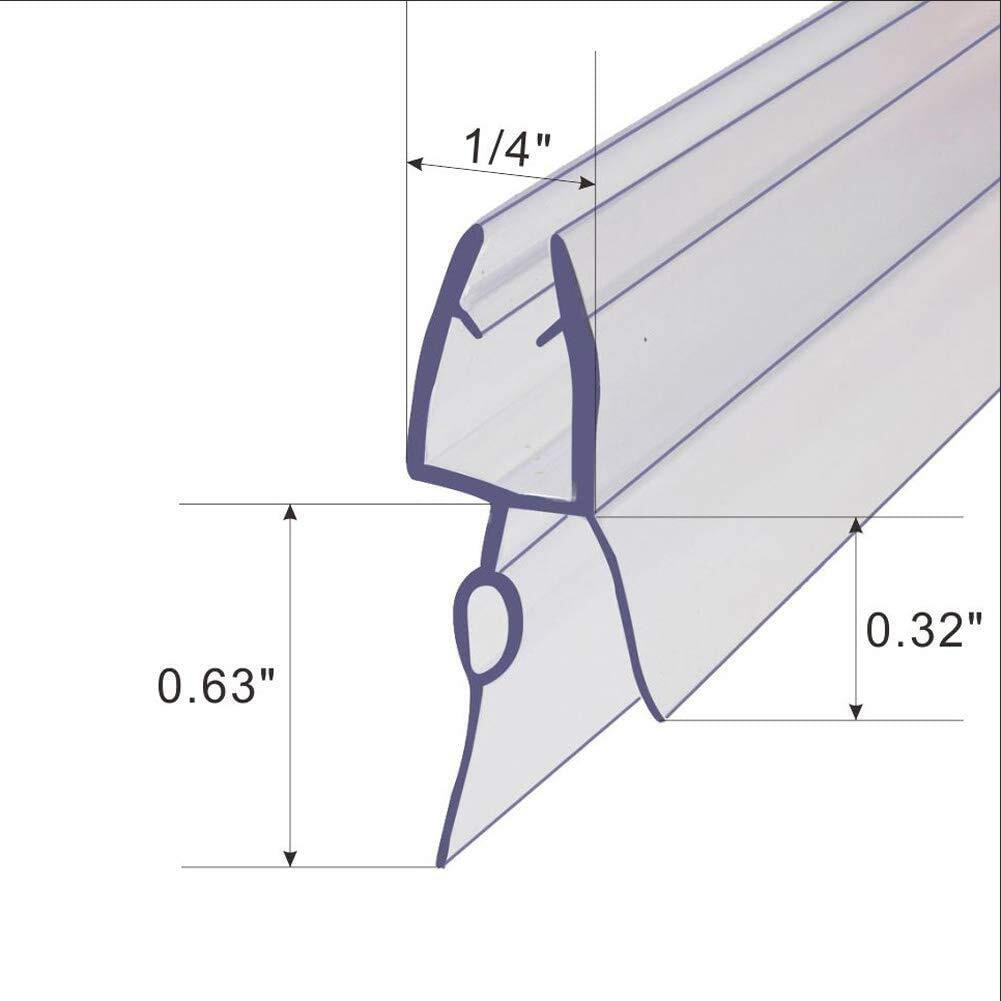 Frameless Shower Door Sweep Shower Door Bottom Seal For 1/4"" Glass,36"" Long, Glass Shower Door Seal Strip,Clear Vinyl