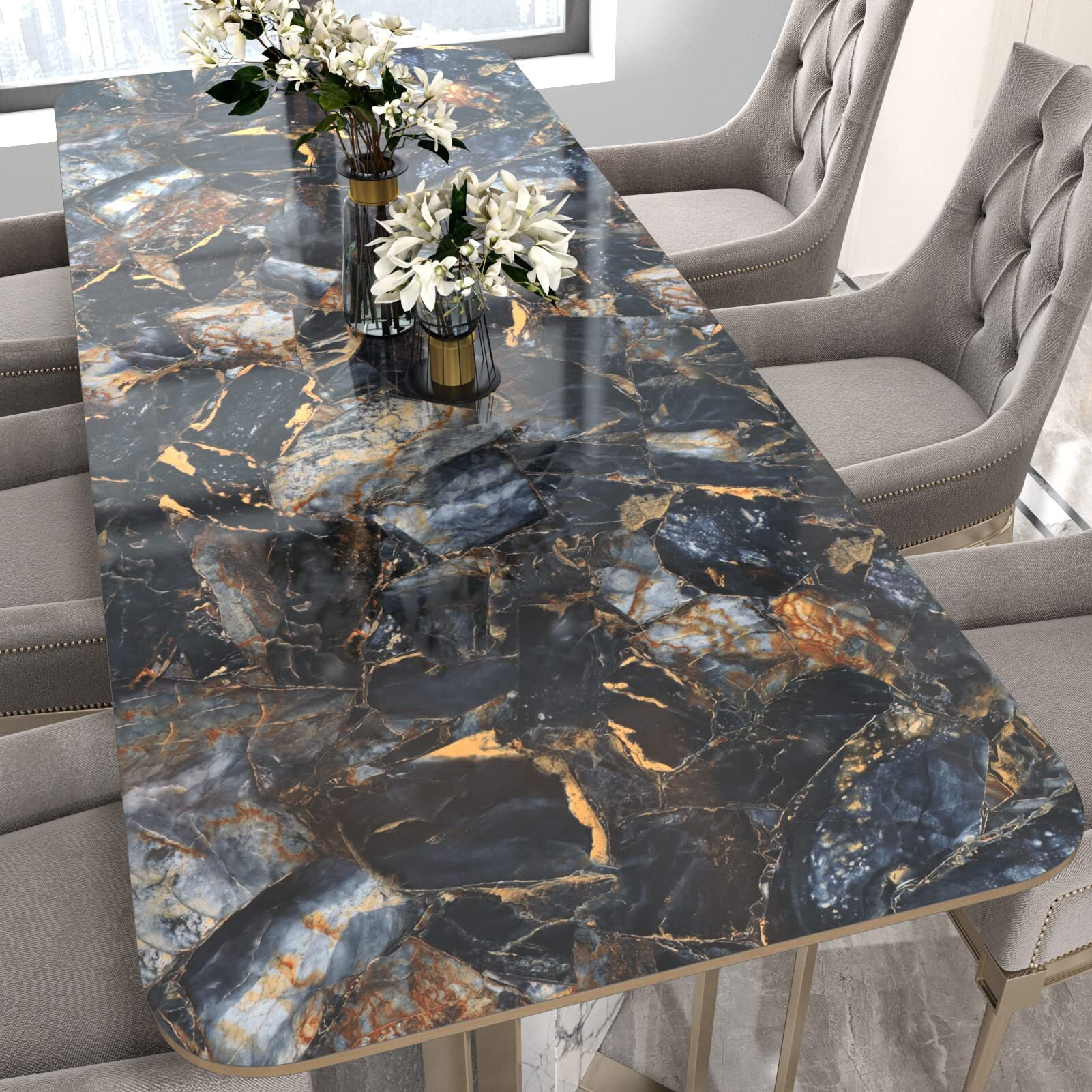 Marble Black Contact Paper Peel And Stick Countertops Gold Contact Paper For Kitchen Waterproof Black Contact Paper Vinyl Marble Shelf Liner Counter Top Stick Paper Cover Wallpaper 24"" X 118""