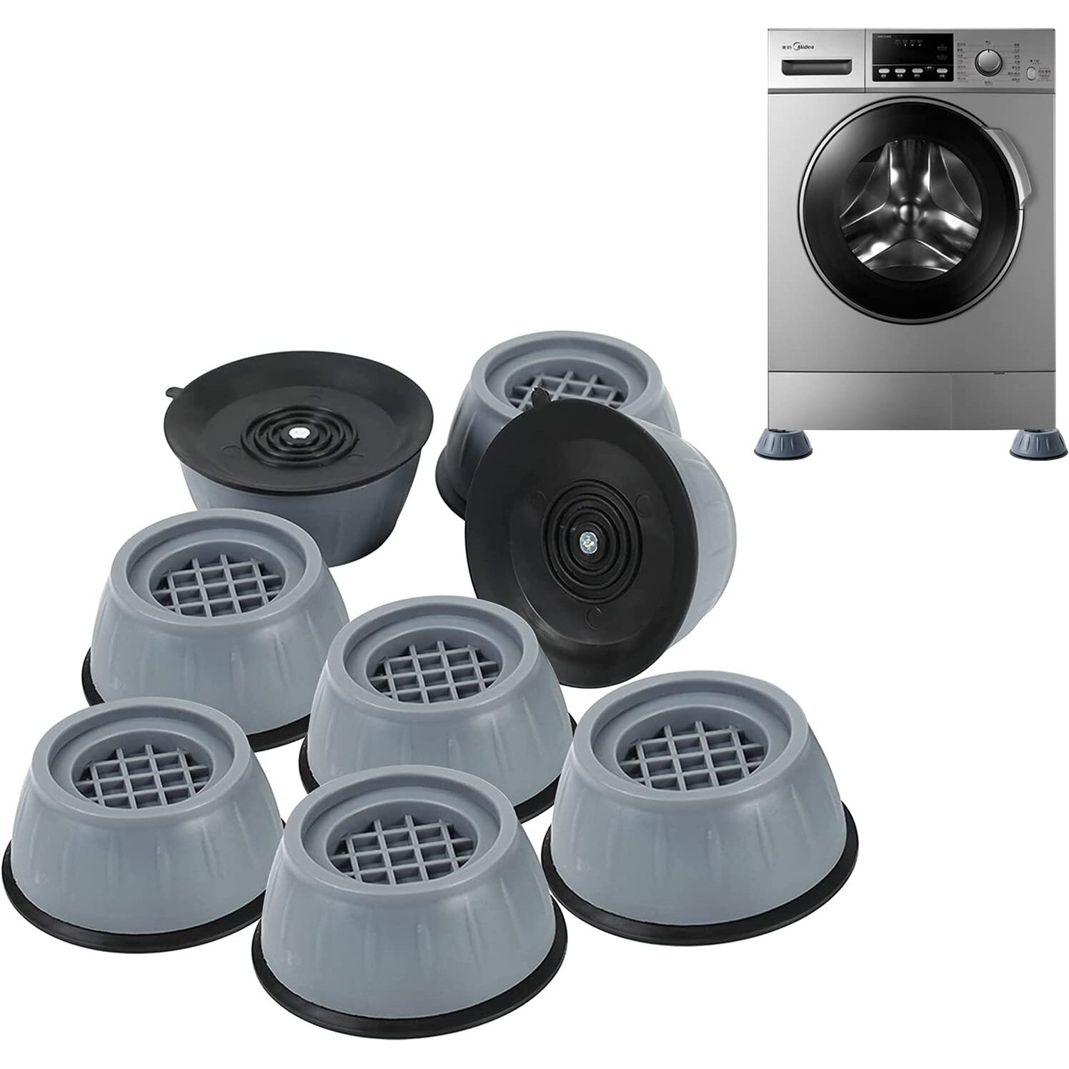 Anti Vibration Pad For Washing Machine Support Set Of 8, Rubber Washer Dryer Non Slip Shock Noise Cancelling Foot Mat, Anti-Walking Stabilizer Refrigerator Support Pad Pedestals For Washing Machine