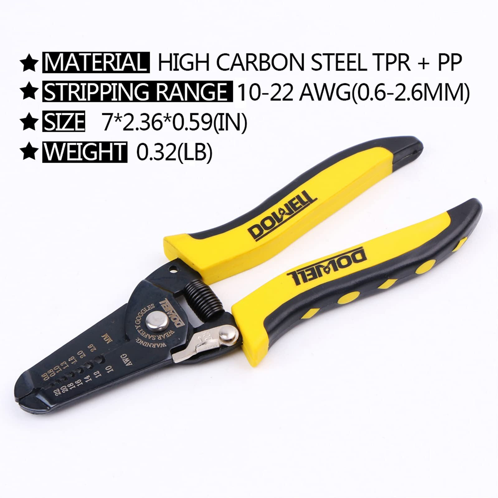 Dowell 10-22 Awg Wire Stripping Tool Wire Stripper Cutter Pliers Tool Multi-Function Hand Tool For Electrician 2-Piece