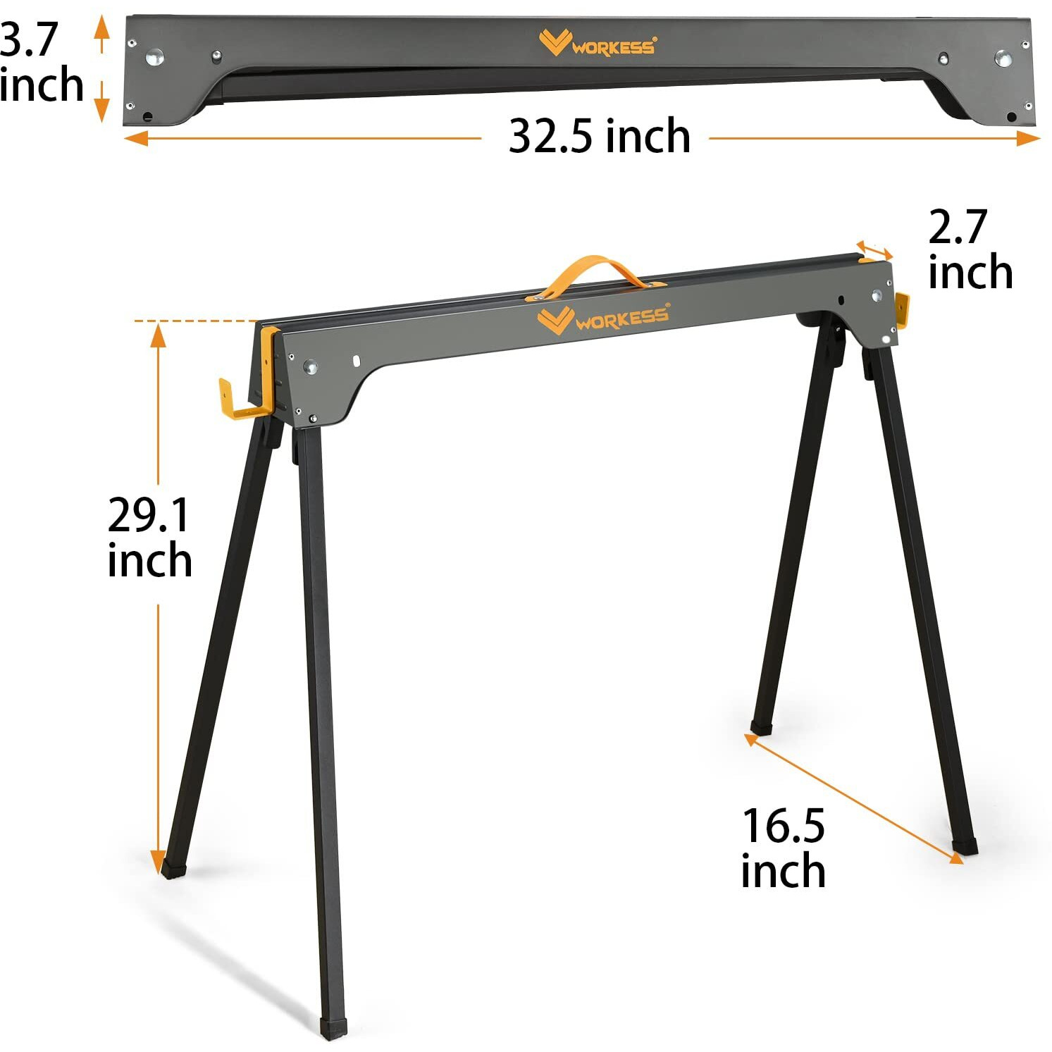 Workess Saw Horses 2 Pack, Heavy Duty Folding Portable Saw Horses Table 2200 Lbs Load Capacity With 2X4 Support Legs, Fast Open Legs And Easy Grip Handle For Woodworking.