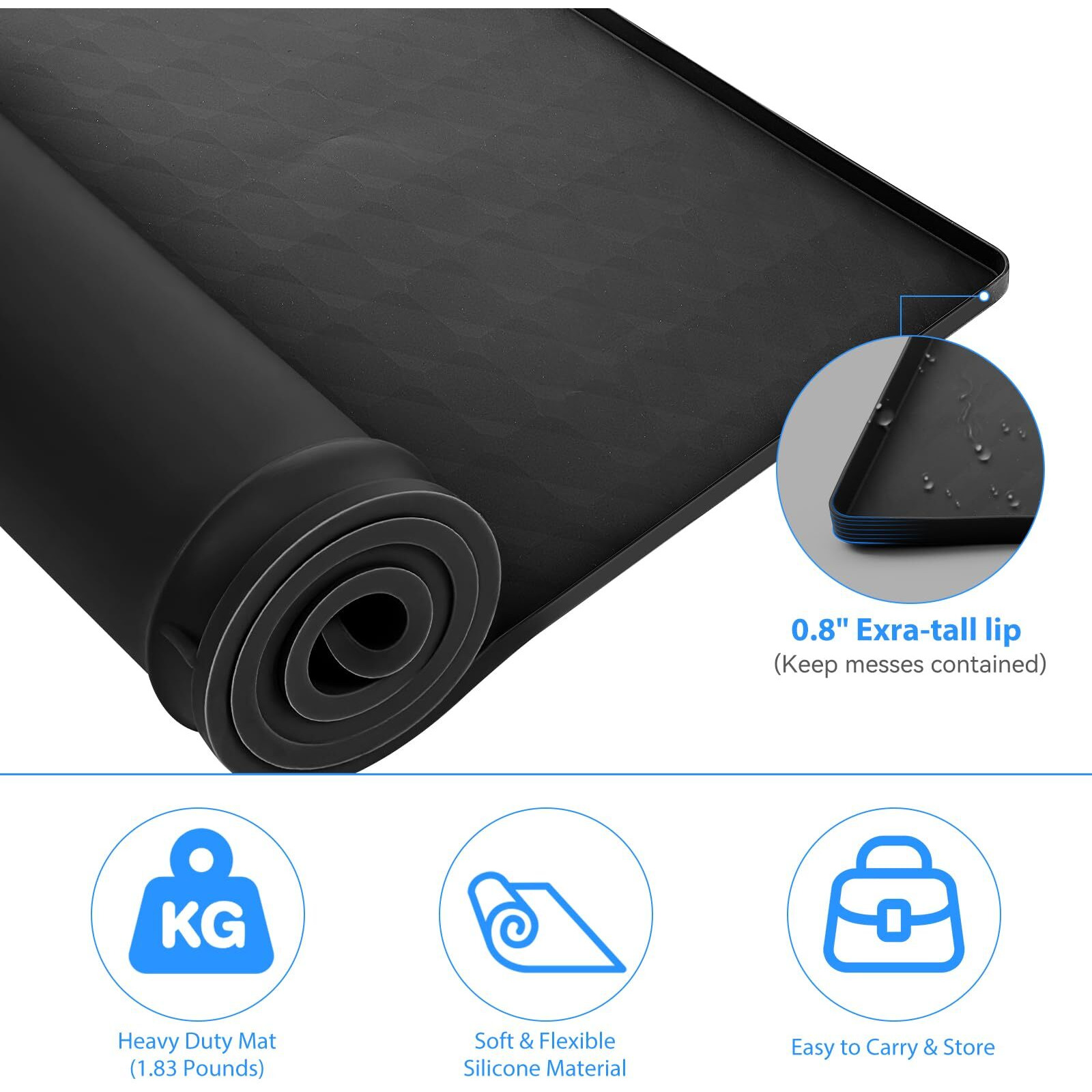Washer And Dryer Covers For The Top, 25.6''X 23.6'' Silicone Dust Pad For Laudry Machine & Dryer,Non-Slip Heavy Duty Waterproof Counter Top Protector Guards For Landry & Kitchen,Black