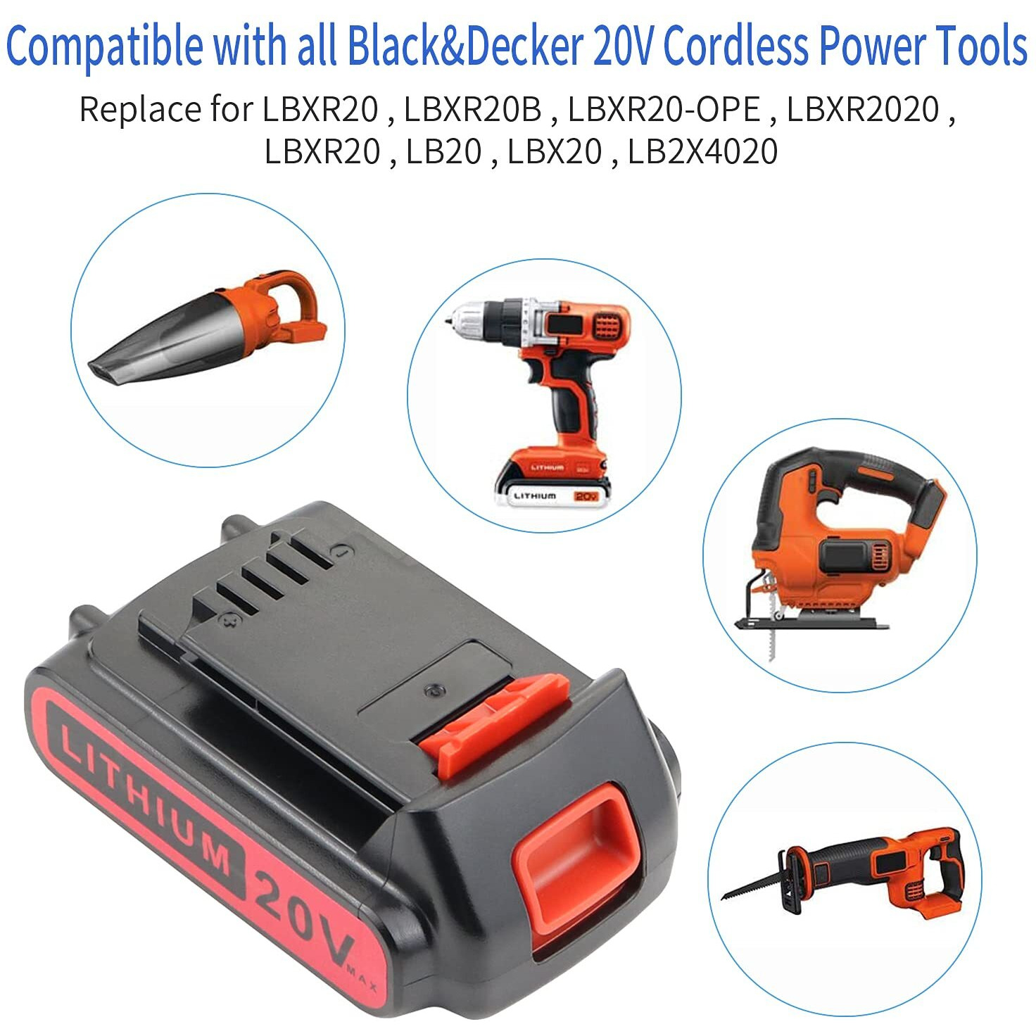 Powerost 2 Packs 20V Max 4Ah Lbxr20 Battery Replacement For Black And Decker 20 Volt Lithium Ion Battery Lb2X4020 Lbxr2020 Ope Lbxr20B