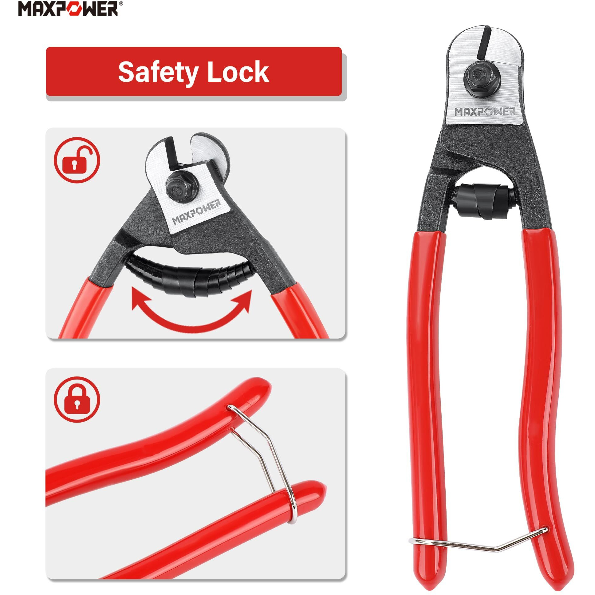 Maxpower Wire Cutter, 8-Inch Wire Rope Cutters For Steel Wire, Wire Seals, Aircraft Bicycle Cable, Cable Cutter Cuts Up To /64""(5Mm)