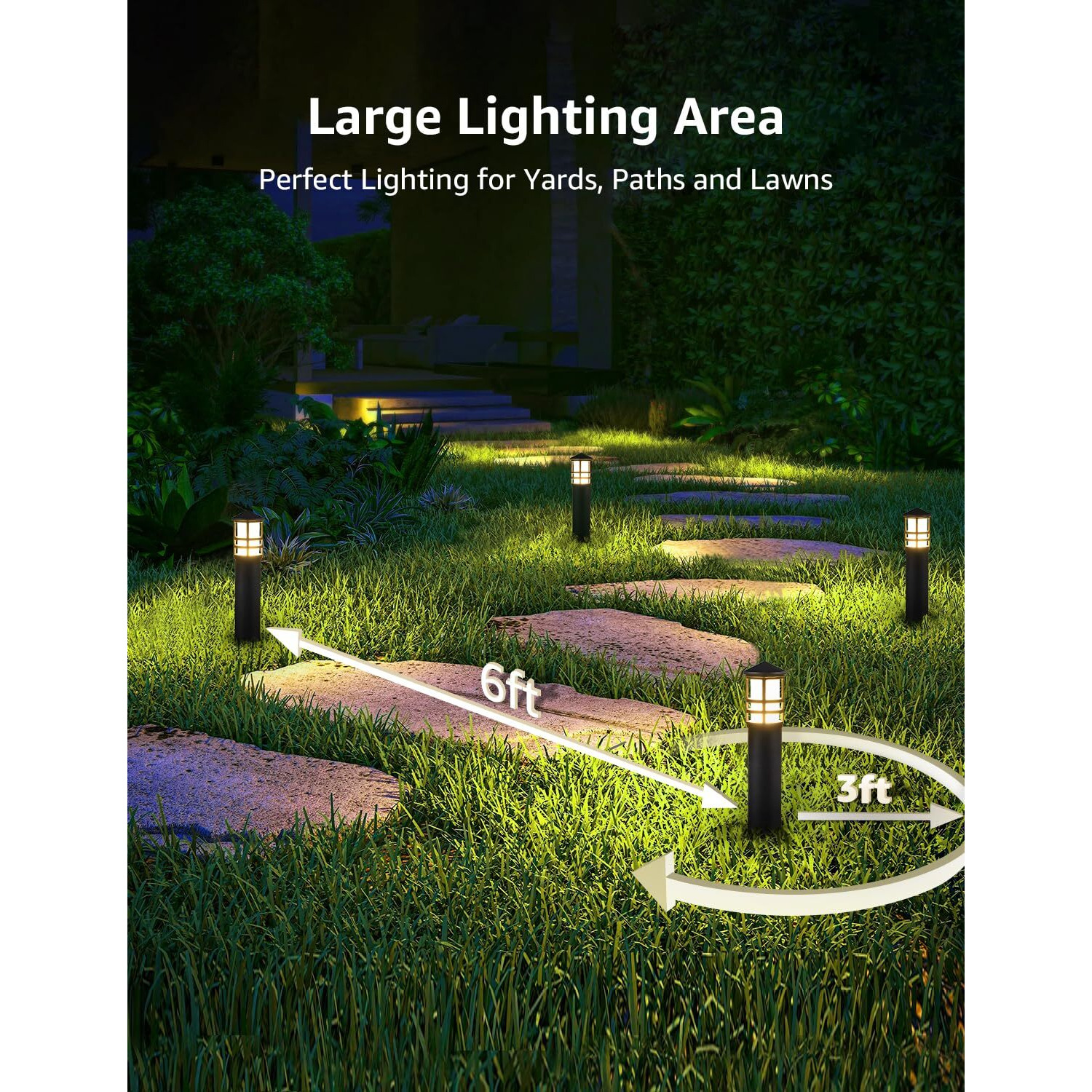 Sunvie 8-Pack Low Voltage Pathway Lights 3W Led Landscape Pathway Lighting 3000K Warm White Cri 90+ Landscape Lights Wired 12-24V Aluminum Bollard Path Lights For Walkway Yard Garden, Etl Listed Cord