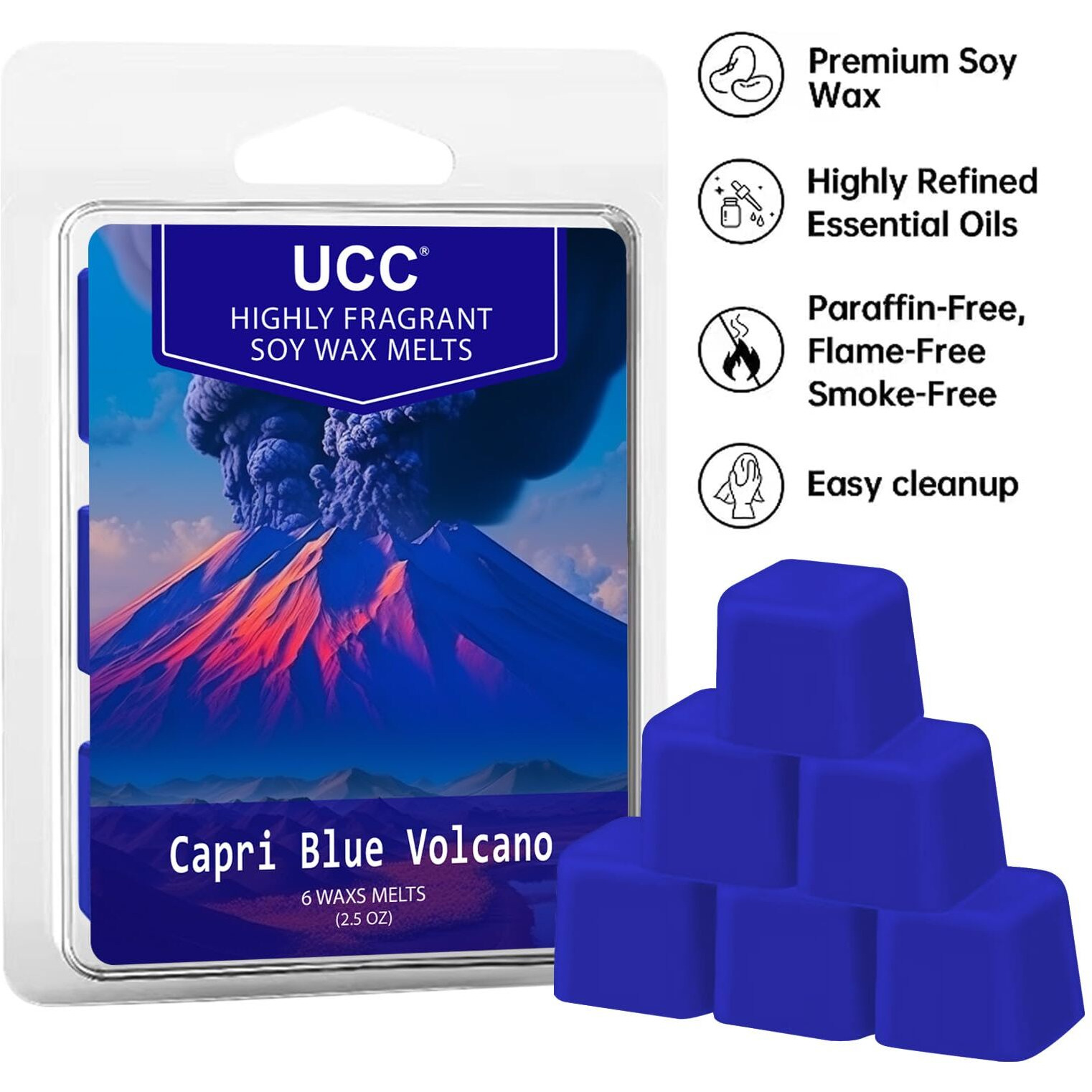 Ucc Plant Based All Natural Wax Melts, Strong Fragrance, Long Lasting Premium Soy Scented Melts Cubes, Wax Melts Tarts, Colored Wax Melt - 4 Pack
