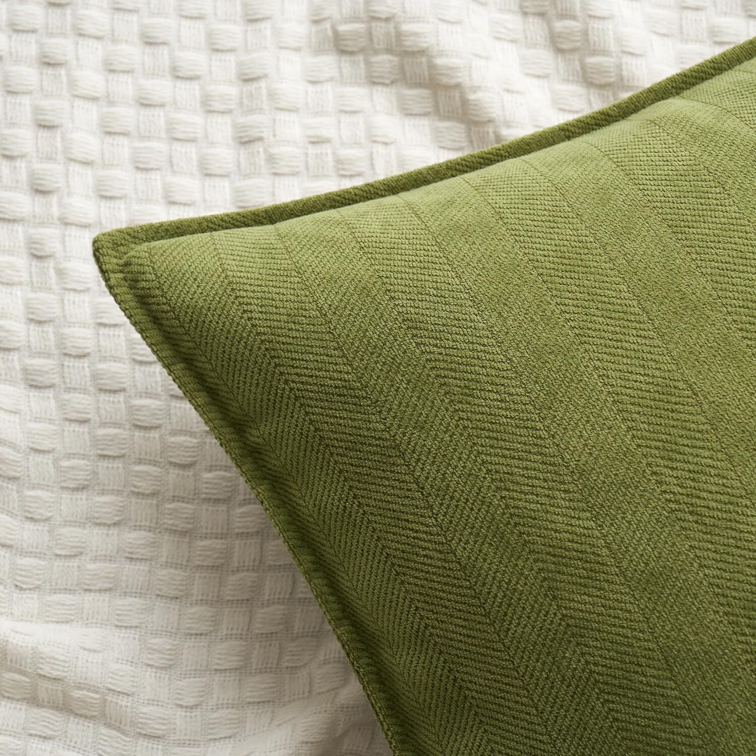Miulee Pack Of 2 Moss Green Decorative Pillow Covers 26X26 Inch Soft Chenille Couch Throw Pillows Farmhouse Cushion Covers With Elegant Design For Sofa Bedroom Living Room Home Decor