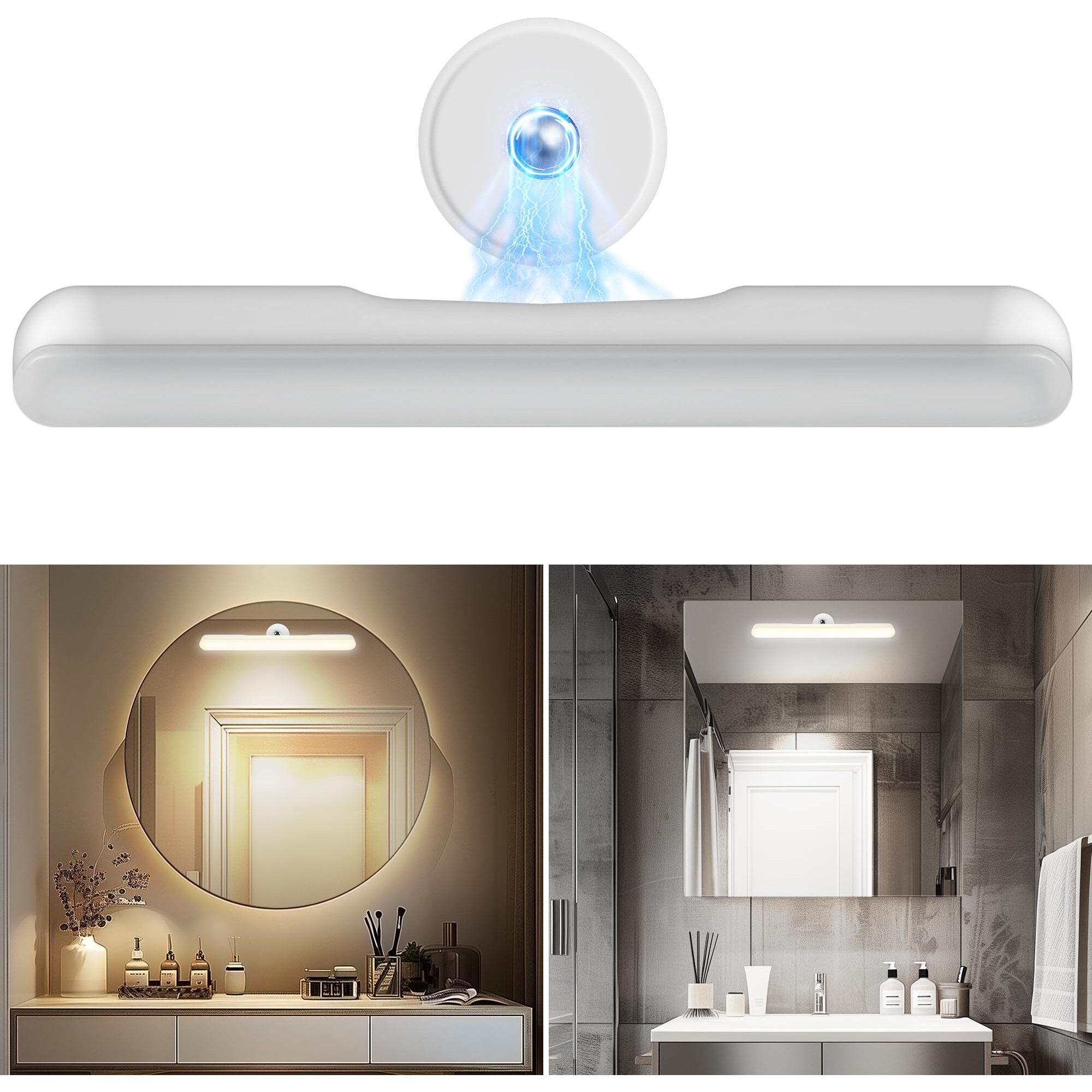 Upgraded Cordless Led Vanity Mirror Lights, Rechargeable Stick On Makeup Light Bar For Bathroom With 3 Color Temp& Stepless Dimming, 24 Hrs Battery Life Portable Wireless Vanity Light For Travel