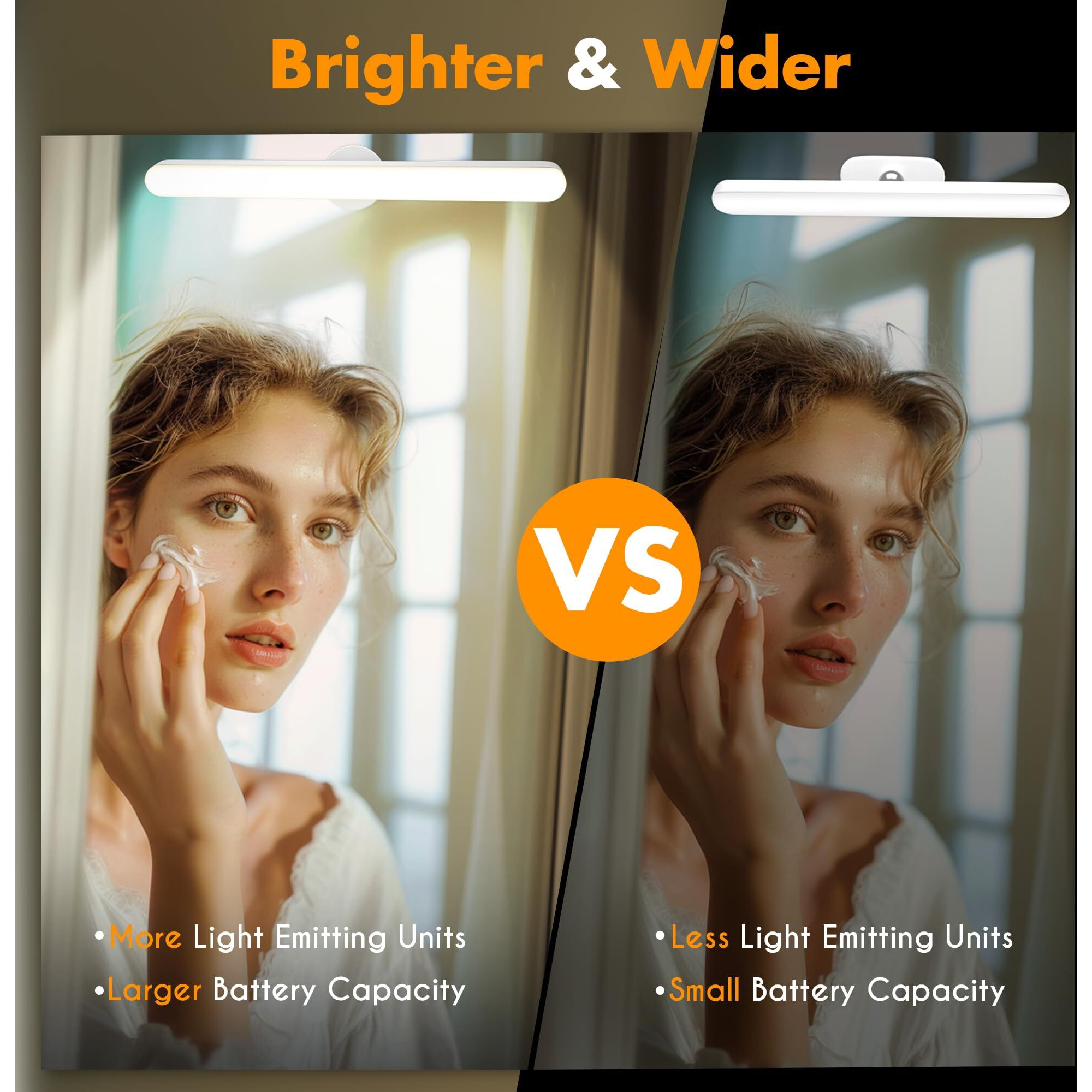 Upgraded Cordless Led Vanity Mirror Lights, Rechargeable Stick On Makeup Light Bar For Bathroom With 3 Color Temp& Stepless Dimming, 24 Hrs Battery Life Portable Wireless Vanity Light For Travel