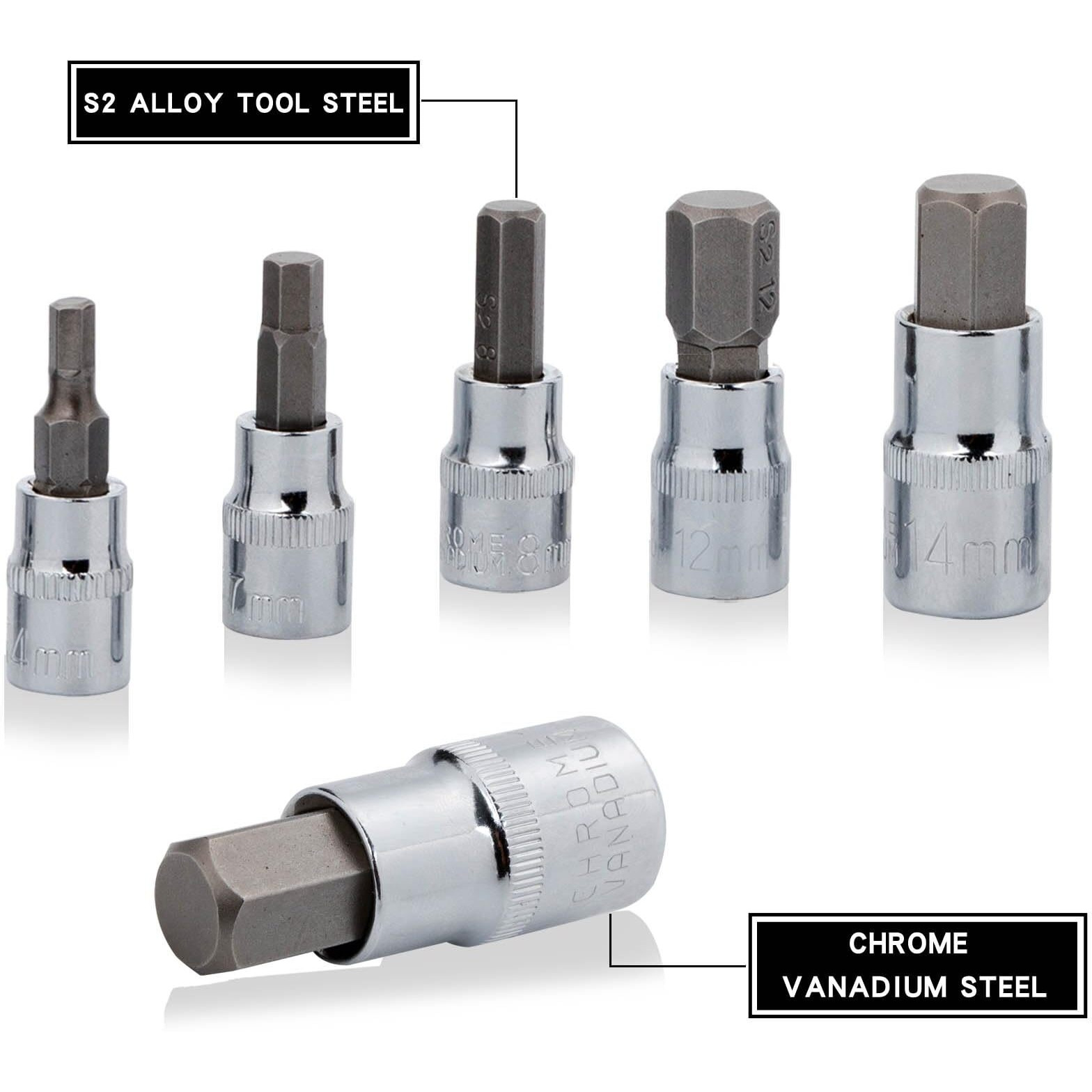 Hex Bit Socket Set Premium S2 Alloy Steel | 13-Piece Metric 2Mm - 14Mm Allen Socket Kit