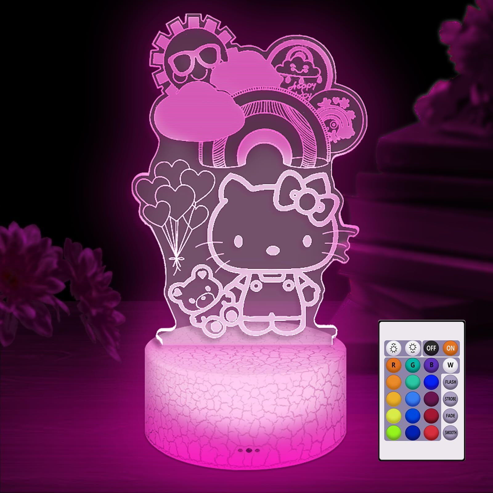Cobiku Kitty Night Light For Kids, Kitty Lamp Girl Cute Led Cat Night Light 16 Colors Dimmable Kitty Decor Lamp With Remote & Luminous Base, Bedroom Decoratio Gifts For Christmas Birthday Girls