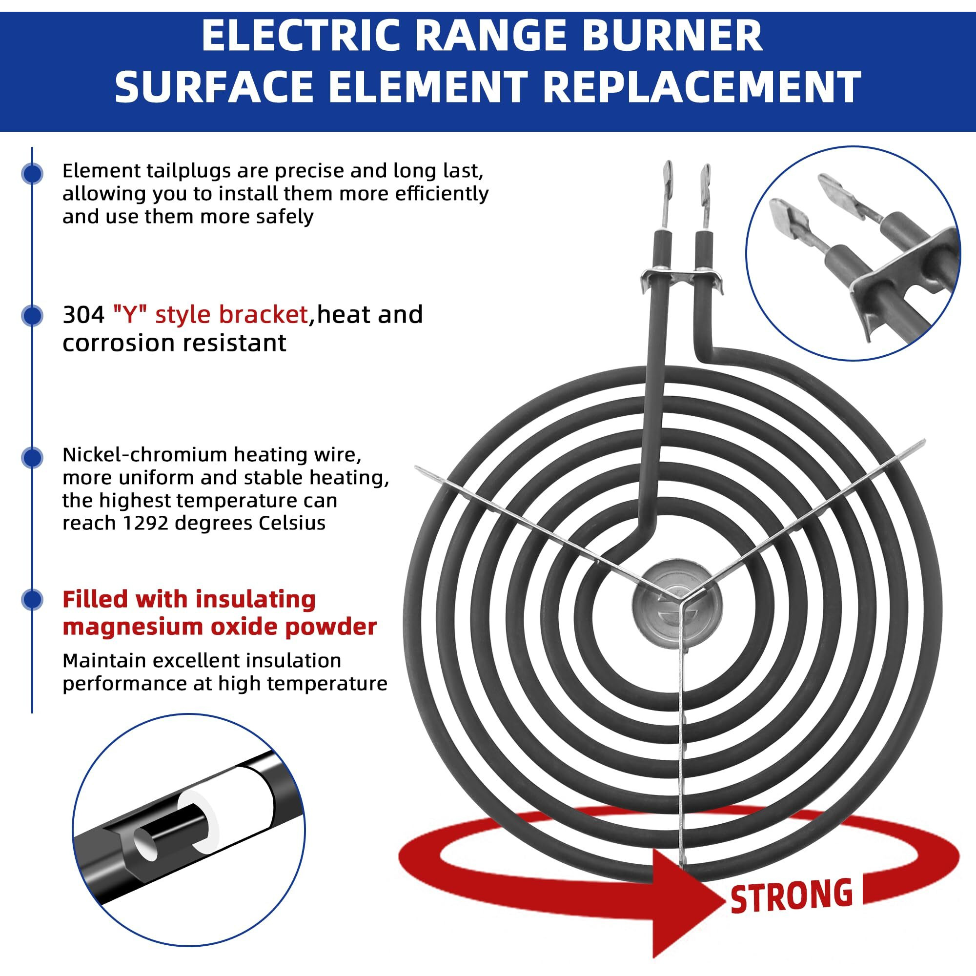 Wb30M1 Wb30M2 Electric Stove Burners Replacement-G-E Stove Burner Replacement Kit-Fit For G-E Hot-Point Stove Top Element Burner-2 Wb30M1(6"") & 2 Wb30M2(8"") Stove Burner Kit By Ami Parts