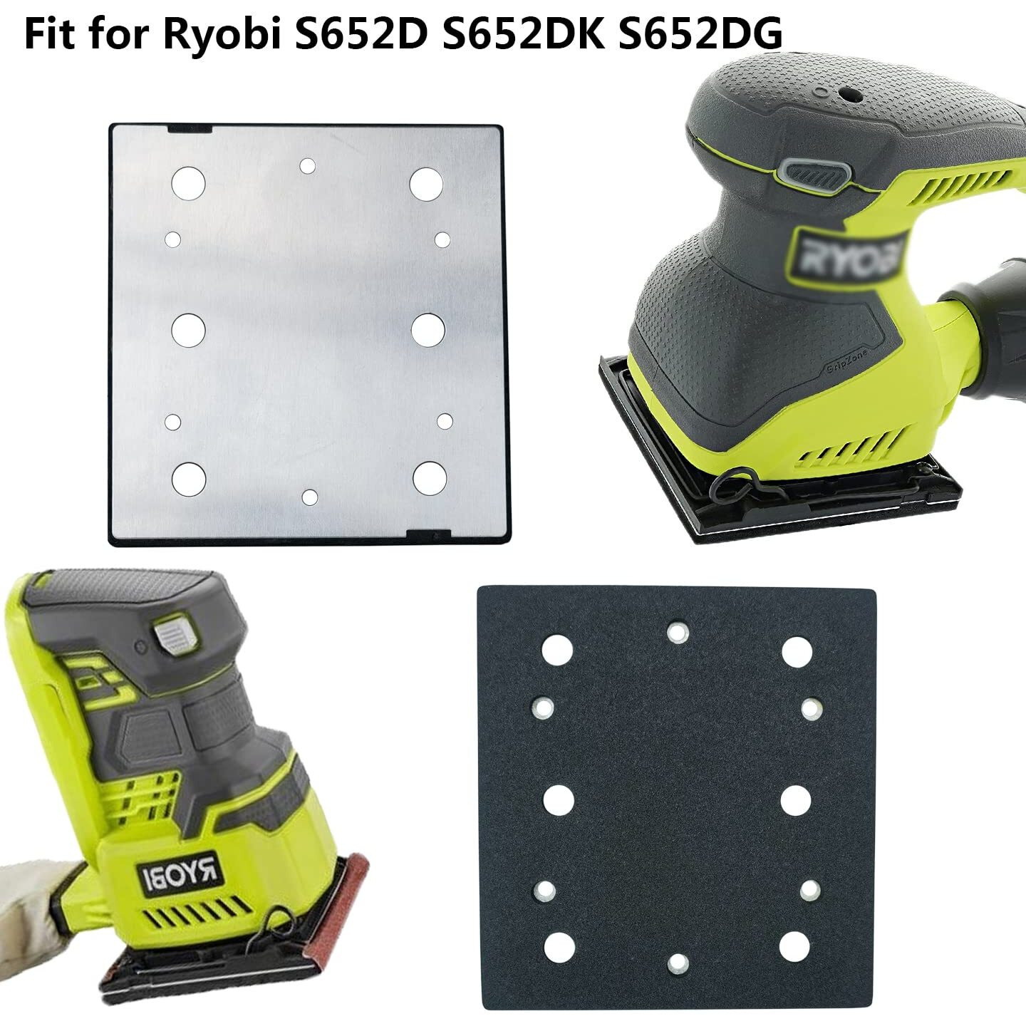Square Sander Pads 1/4 Sheet Finish Sander Replacement Pad For Ryobi Double Insulated Sander S652D S652Dk S652Dg - (1 Pack)