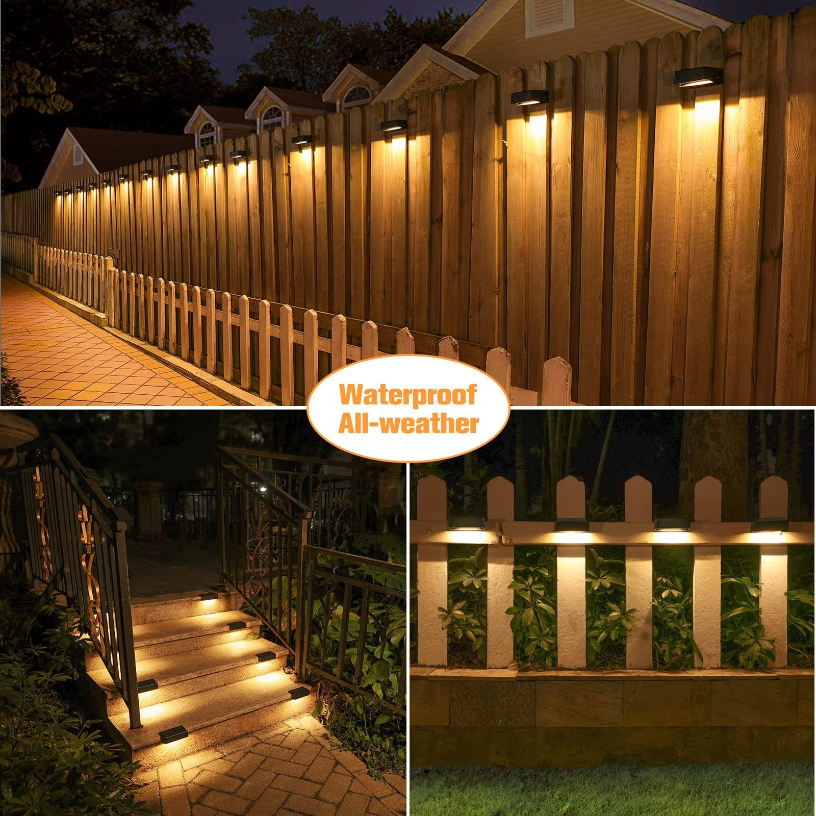 Volisun Solar Lights For Fence,4-Pack 1800Mah Outdoor Solar Fence Lights Waterproof Led Color Glow Solar Lights For Step,Fence,Railing,Wall,Stairs